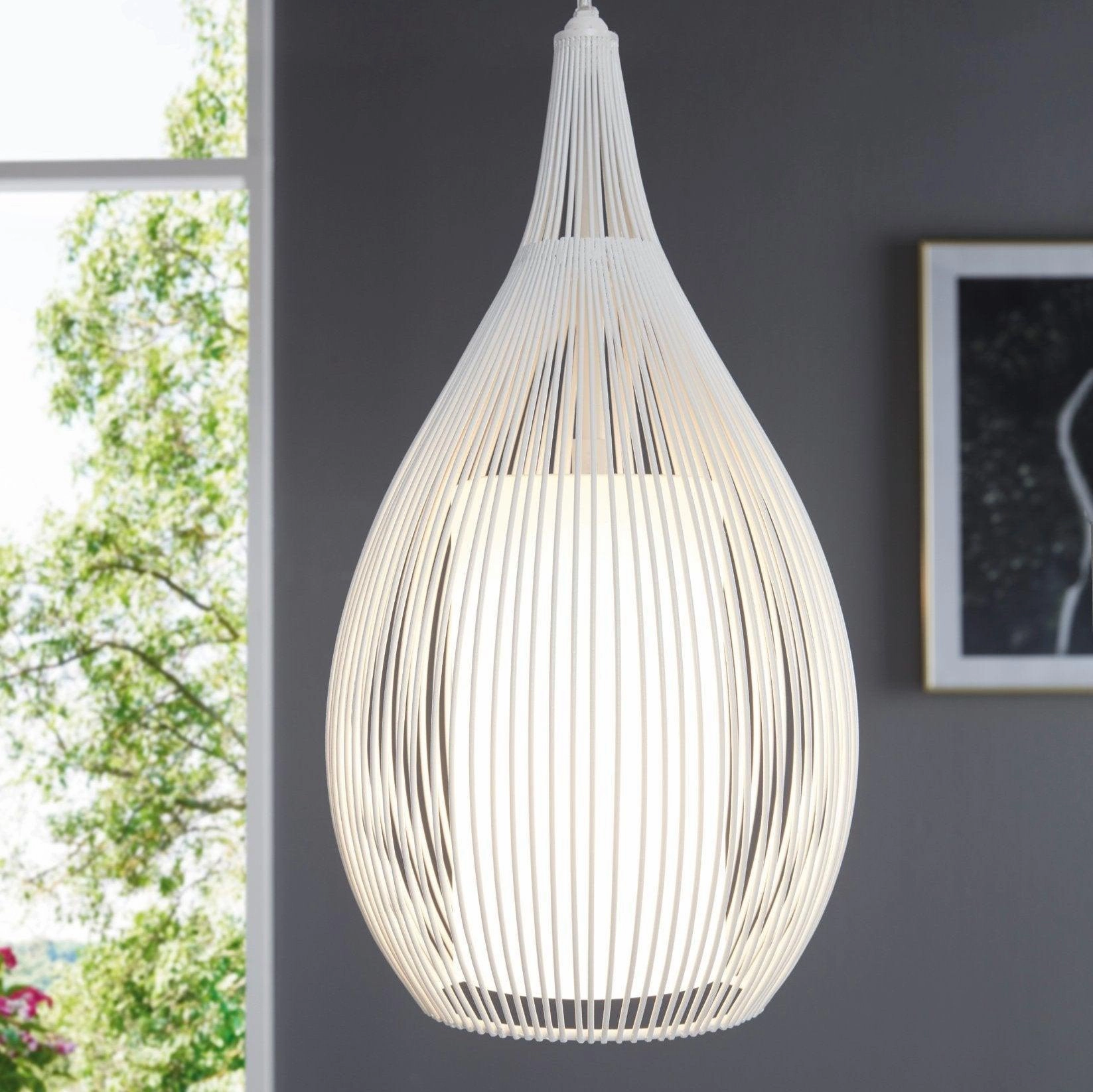 Eglo Razoni White Rounded Wire & Glass Ceiling Pendant