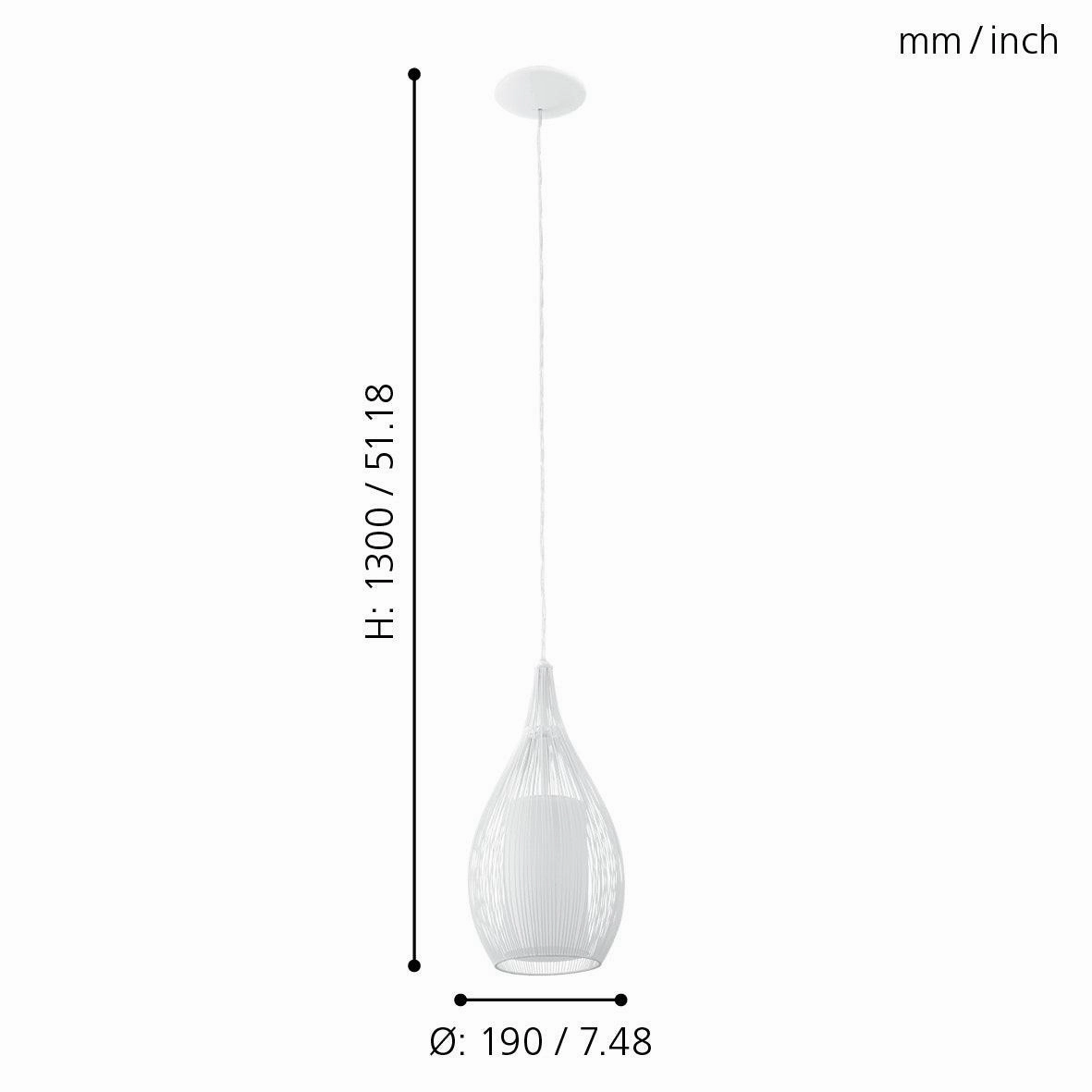 Eglo Razoni White Rounded Wire & Glass Ceiling Pendant