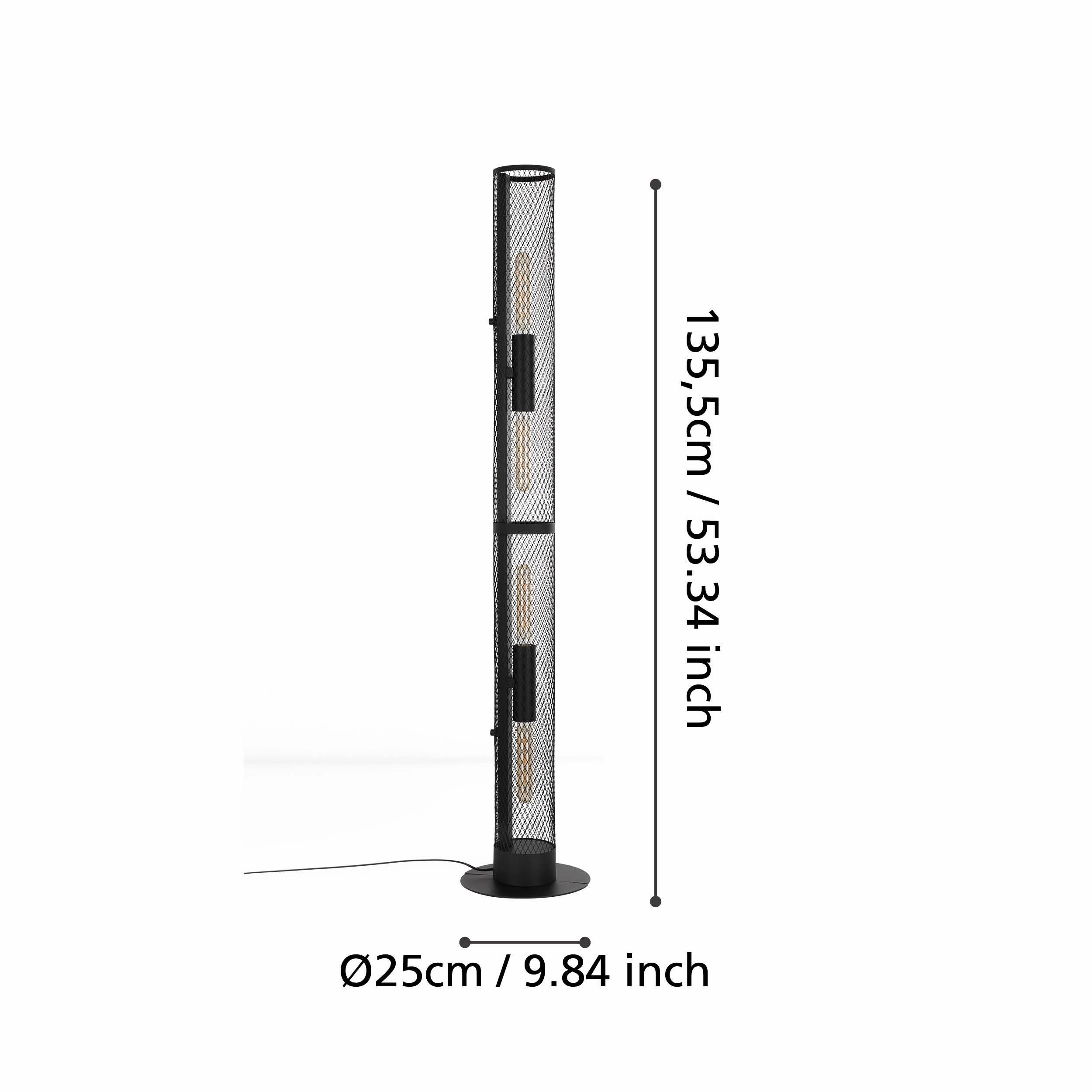 Eglo Redcliffe Long Black Metal Mesh Cylinder Floor Lamp