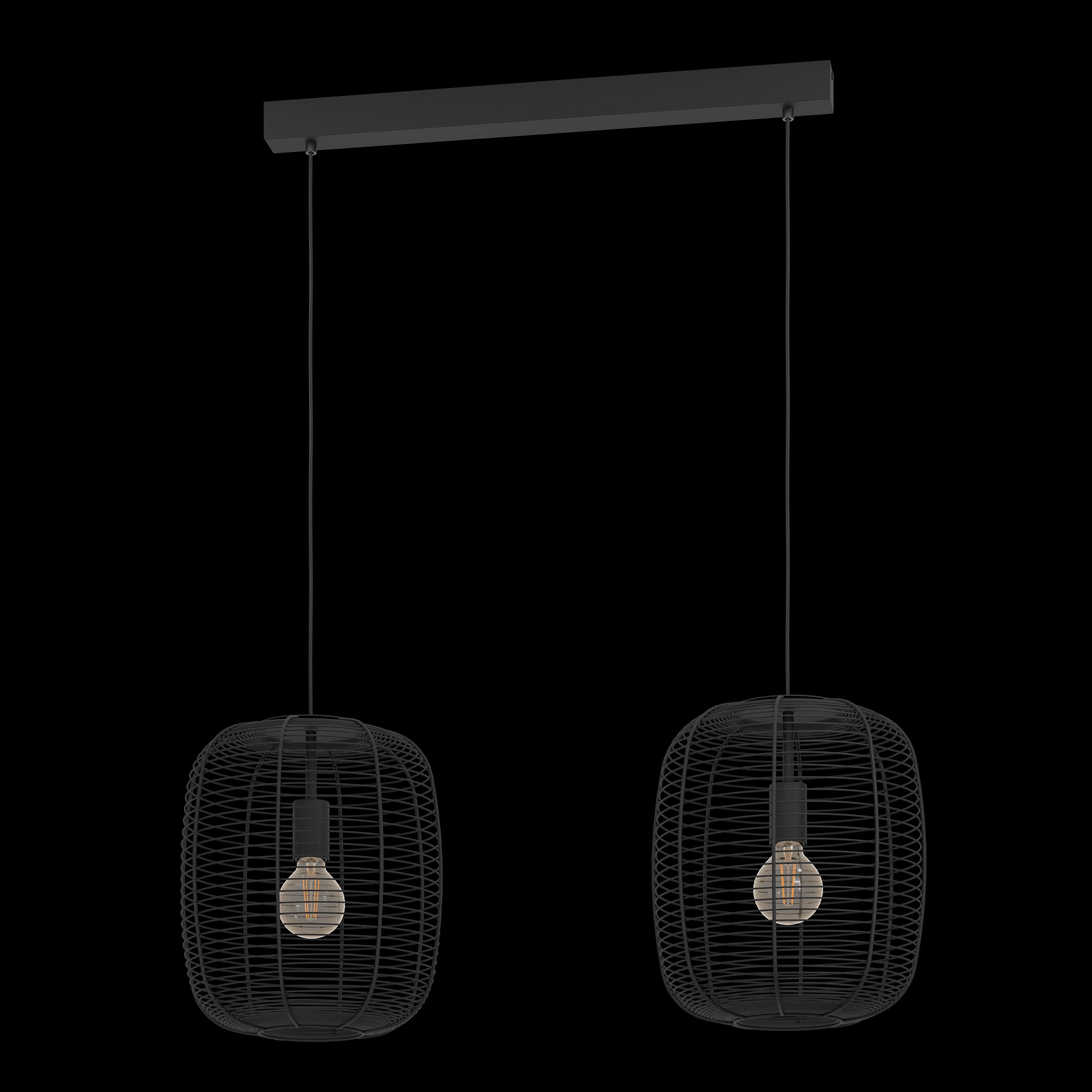 Eglo Rinroe 2 Light Industrial Wire-caged Black Ceiling Pendant