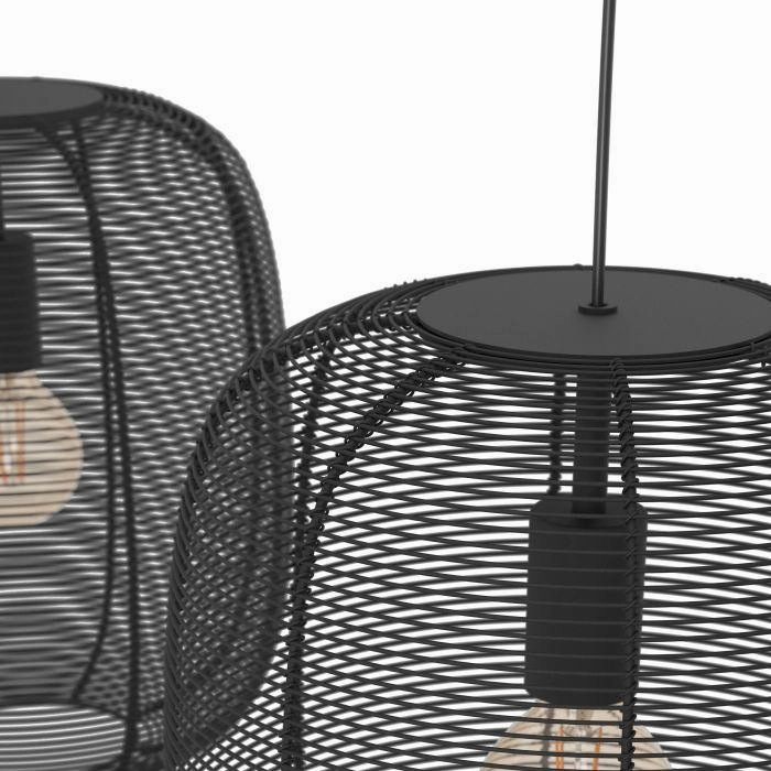 Eglo Rinroe 2 Light Industrial Wire-caged Black Ceiling Pendant