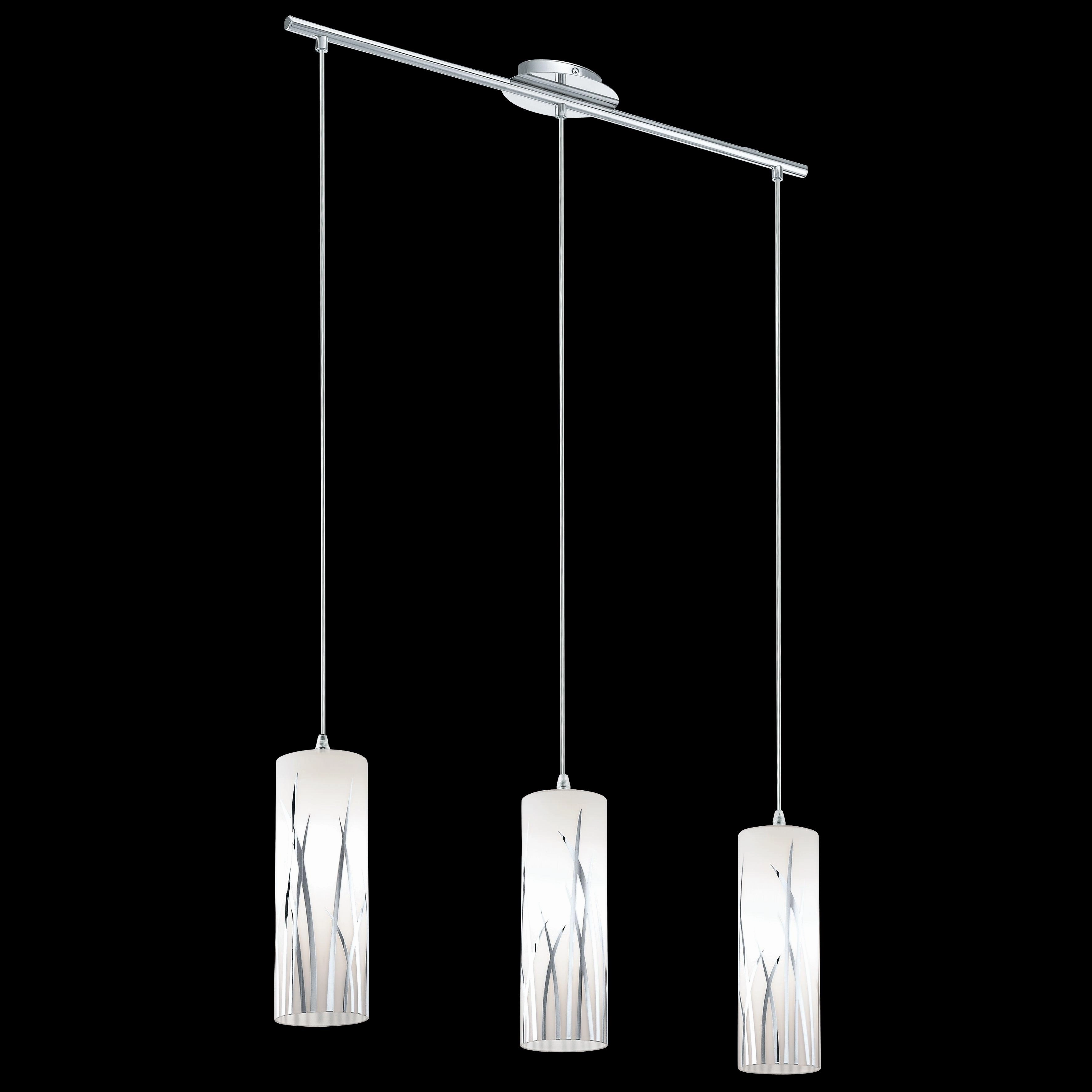 Eglo Rivato 3 Light Bar Chrome Pendant - White Glass Shades