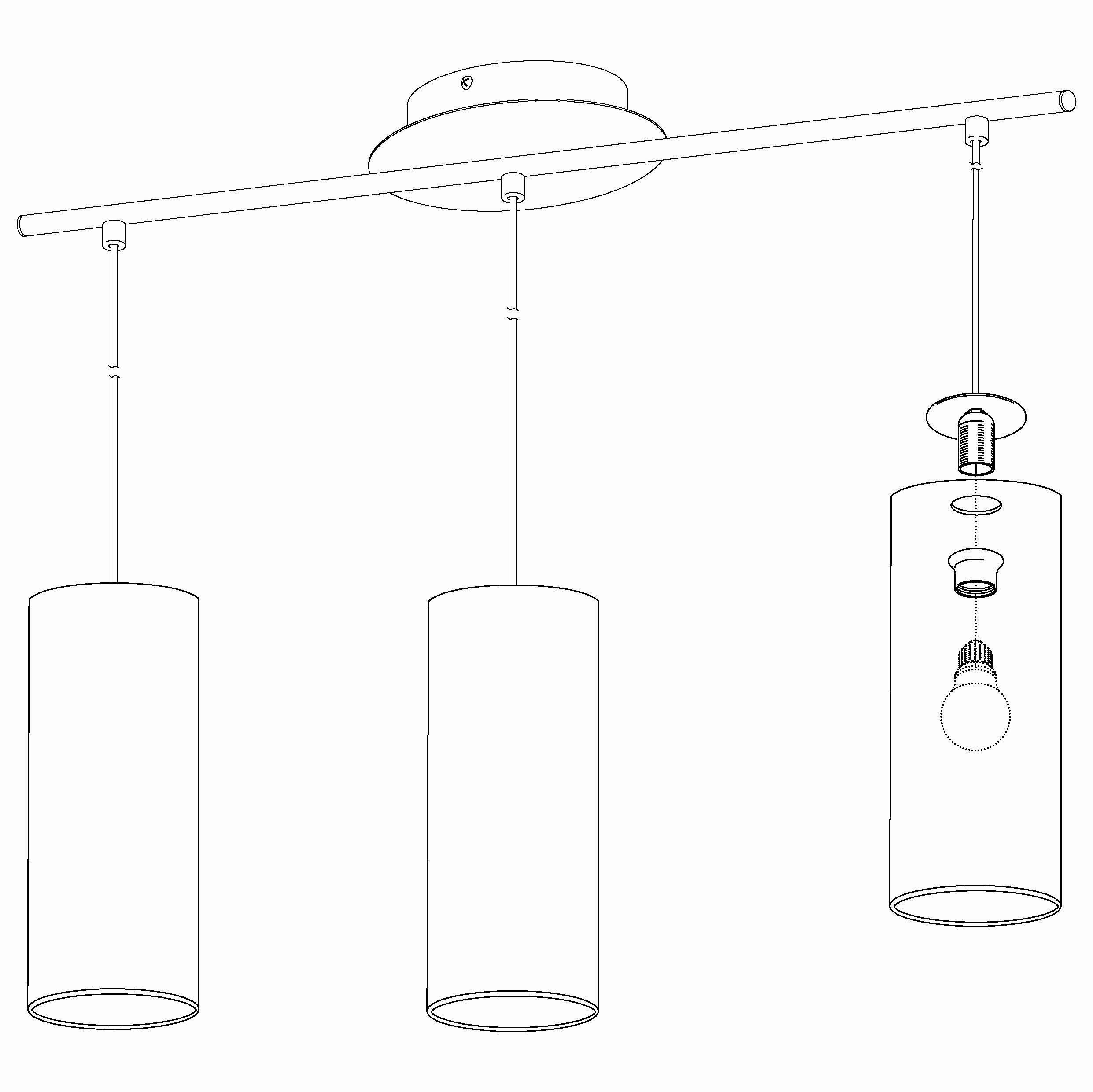 Eglo Rivato 3 Light Bar Chrome Pendant - White Glass Shades
