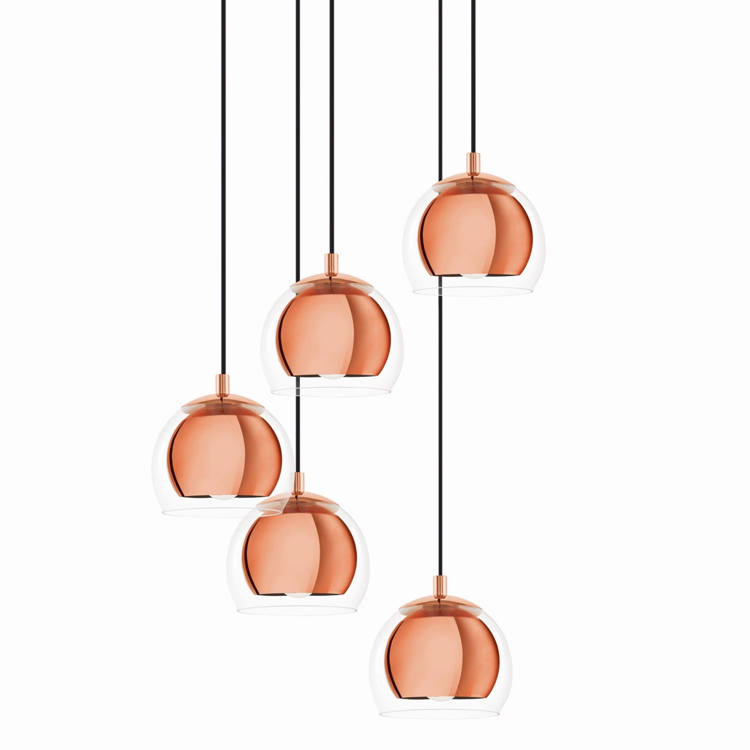 Eglo Rocamar 1 5 Light Clear Glass & Copper Ceiling Pendant