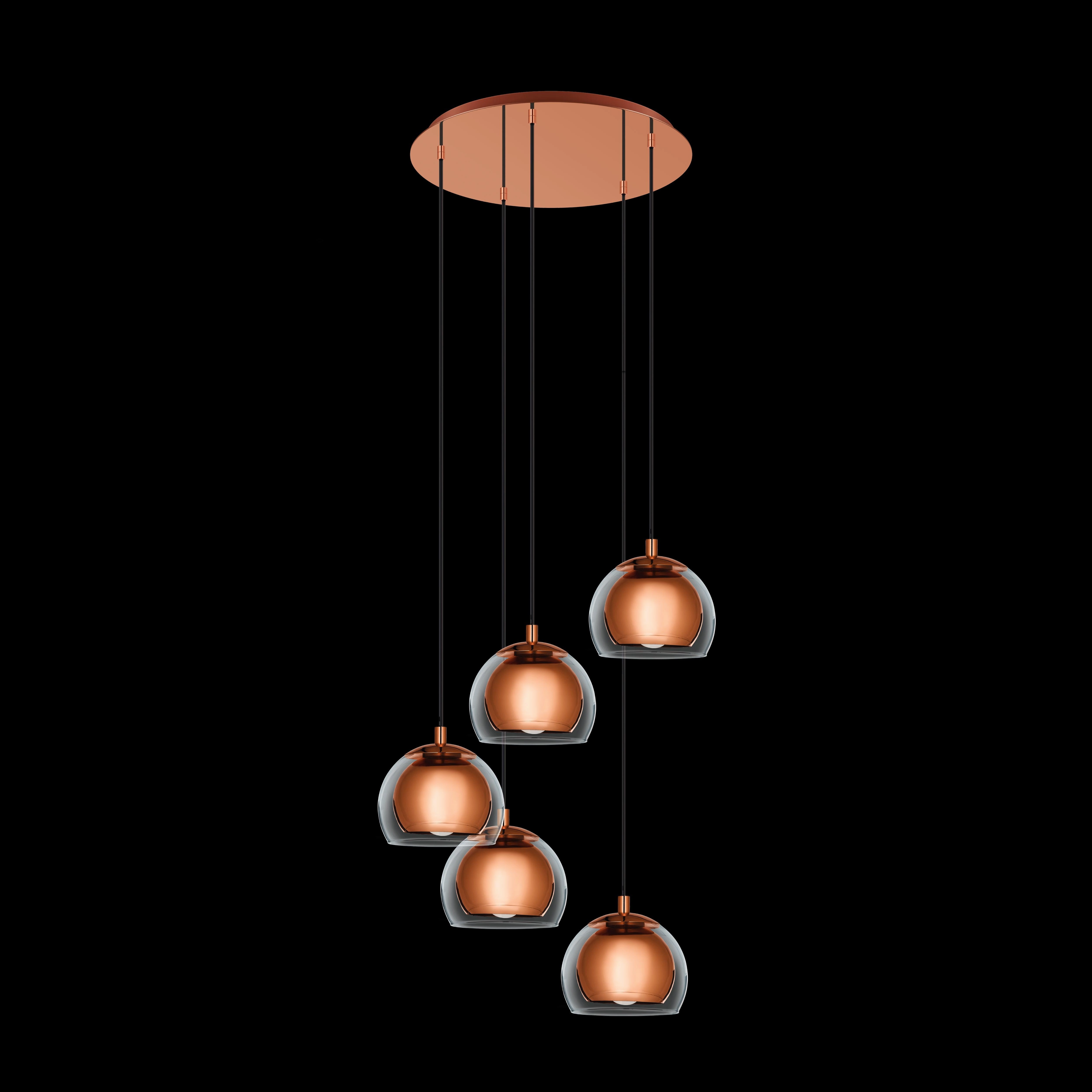 Eglo Rocamar 1 5 Light Clear Glass & Copper Ceiling Pendant