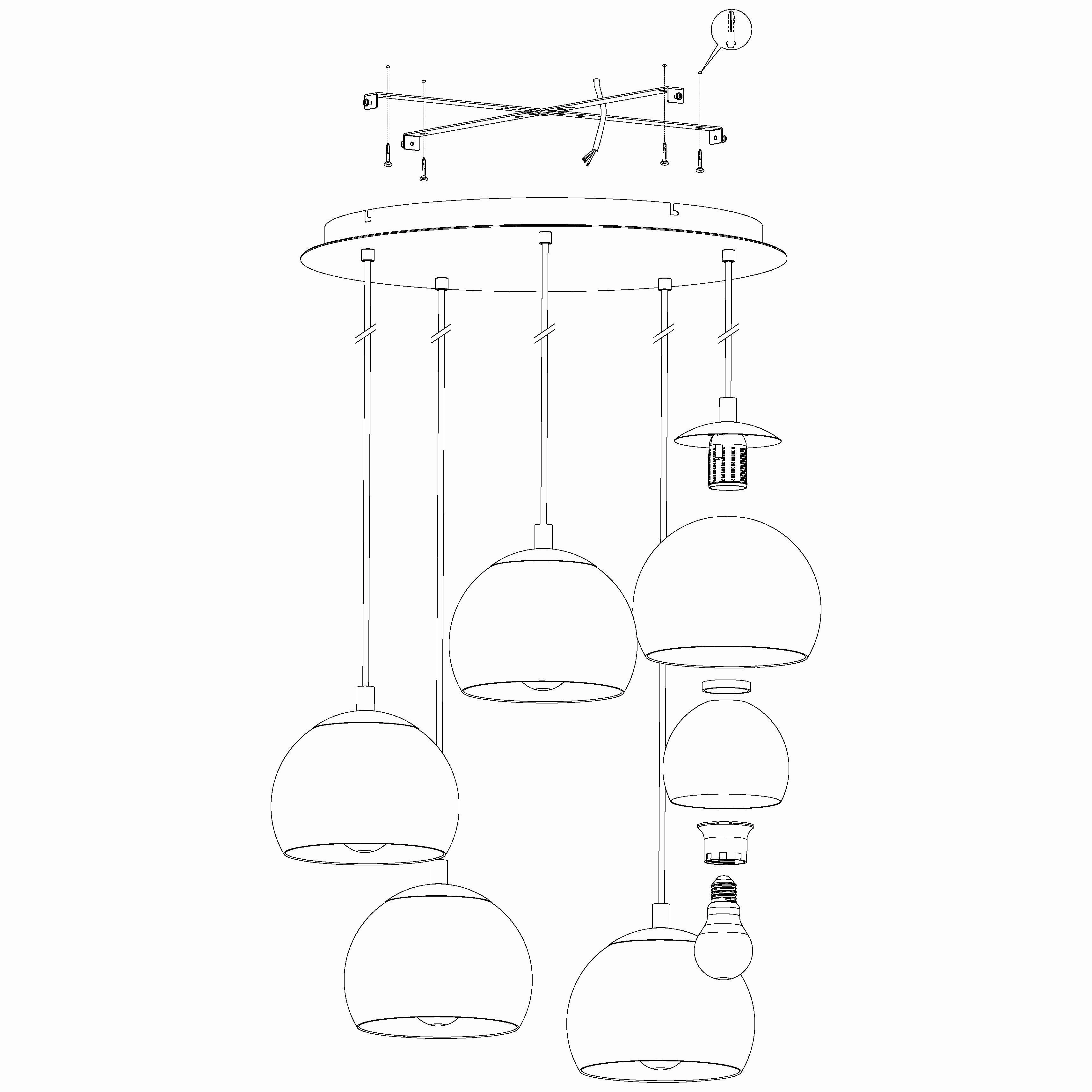Eglo Rocamar 1 Glass & Chrome  6 Light Clear Ceiling Pendant