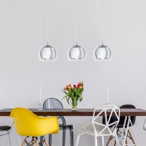 Eglo Rocamar 3 Light Clear Glass & Chrome Ceiling Pendant flush mount ceiling fixture