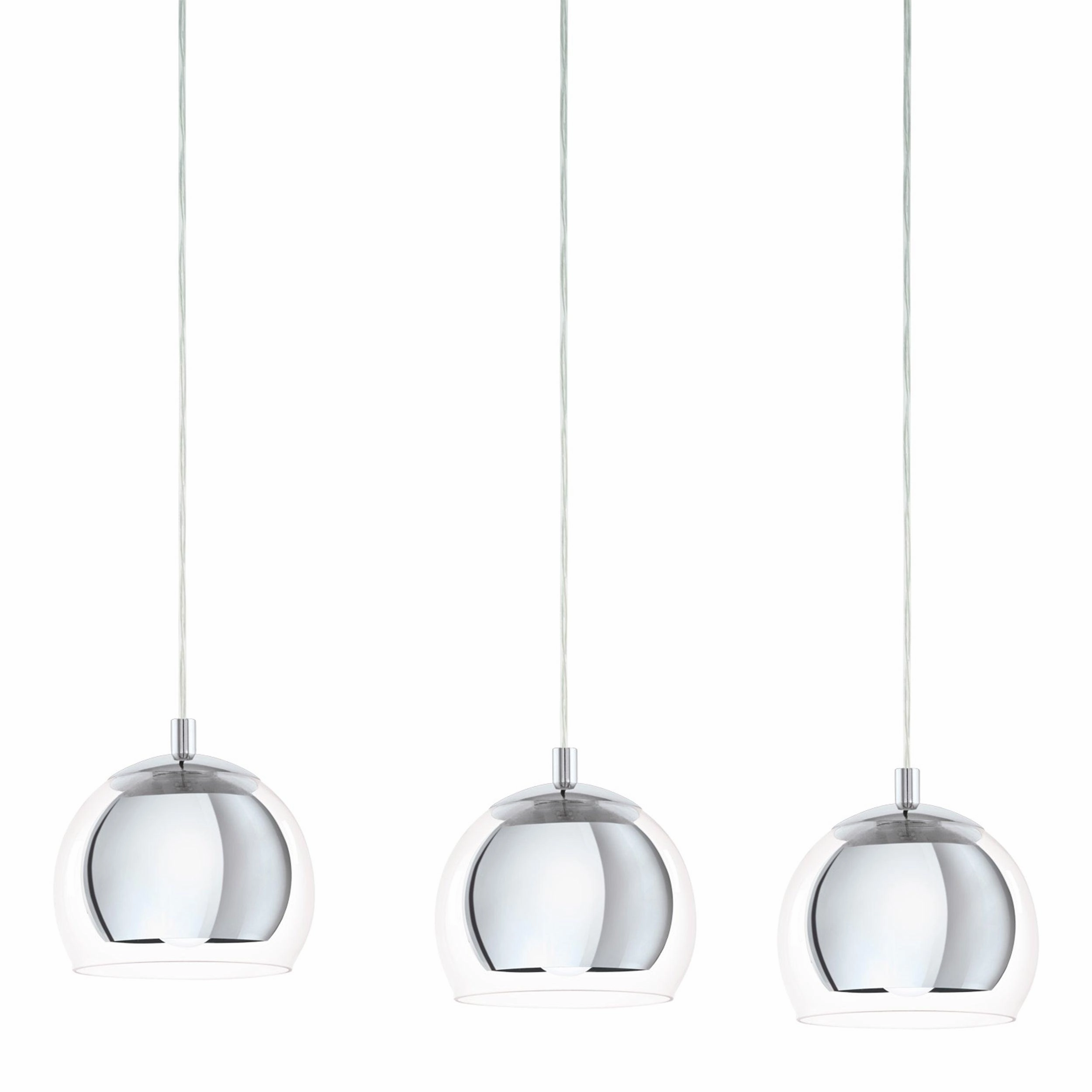 Eglo Rocamar 3 Light Clear Glass & Chrome Ceiling Pendant