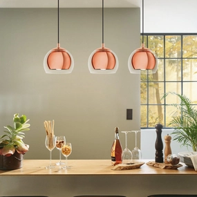 Eglo Rocamar 3 Light Clear Glass & Copper Ceiling Pendant flush mount ceiling fixture