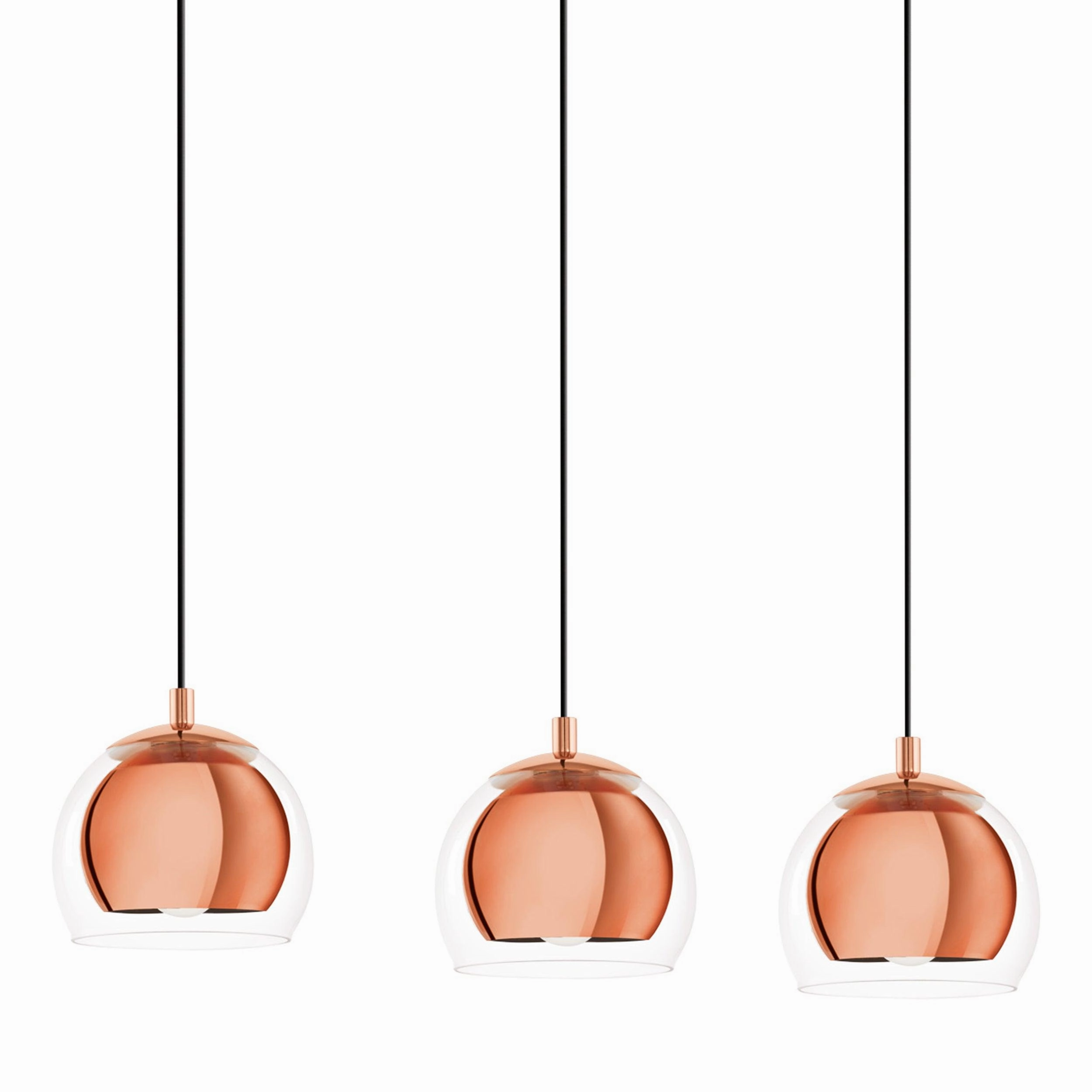 Eglo Rocamar 3 Light Clear Glass & Copper Ceiling Pendant