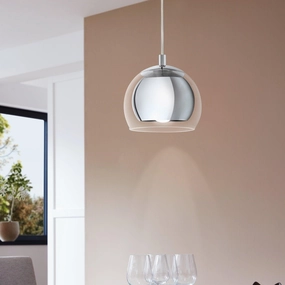 Eglo Rocamar Clear Glass & Chrome Ceiling Pendant flush mount ceiling fixture
