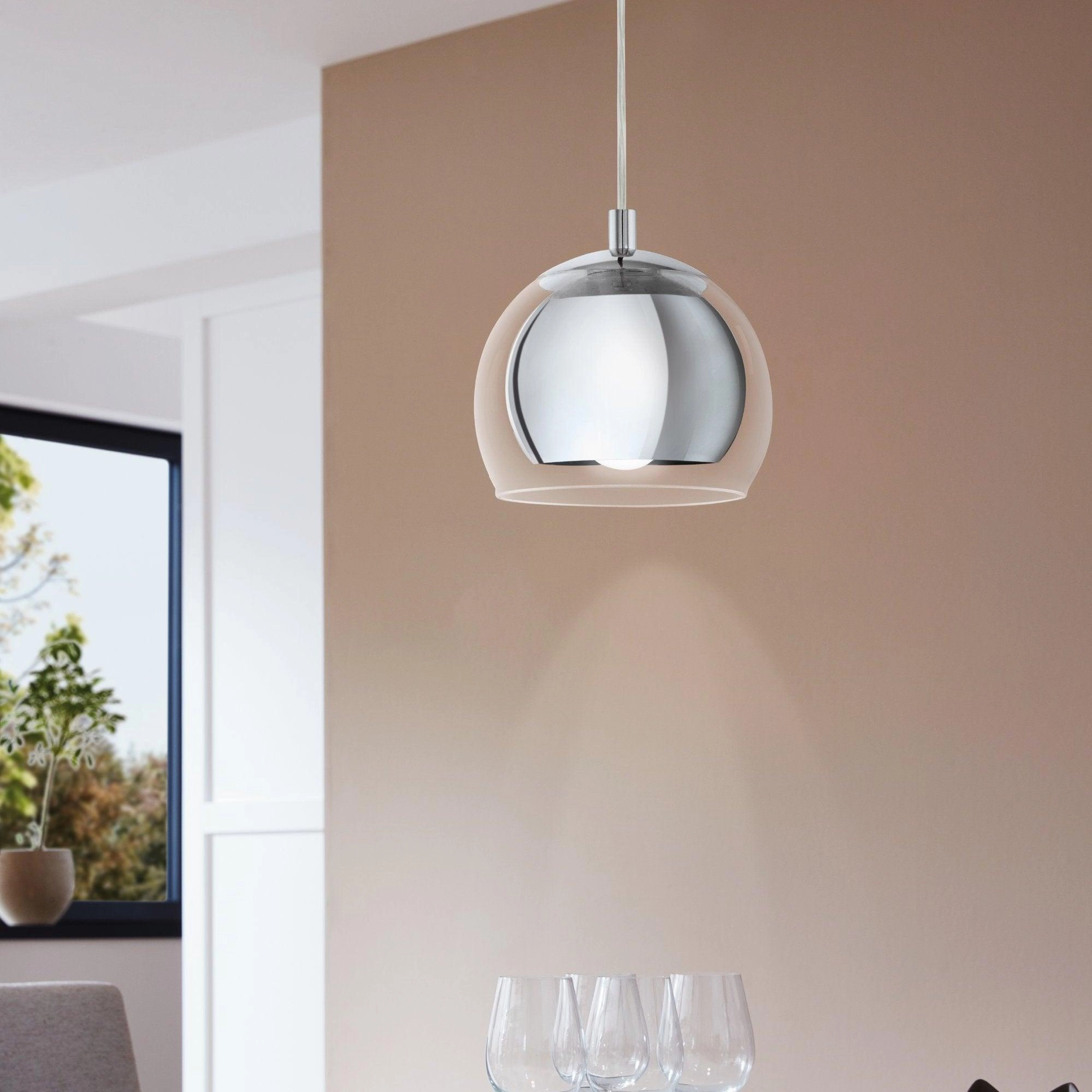 Eglo Rocamar Clear Glass & Chrome Ceiling Pendant flush mount ceiling fixture