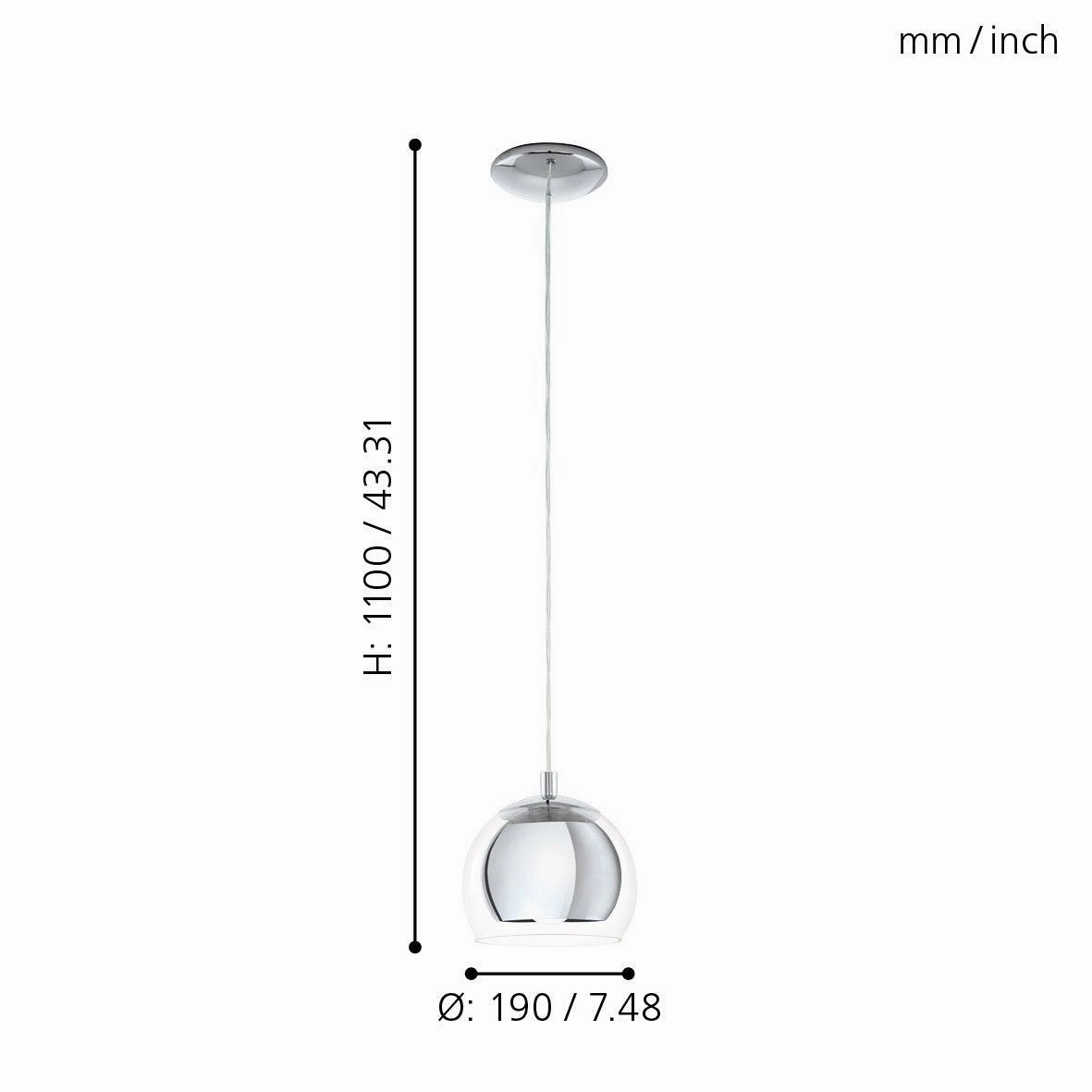 Eglo Rocamar Clear Glass & Chrome Ceiling Pendant