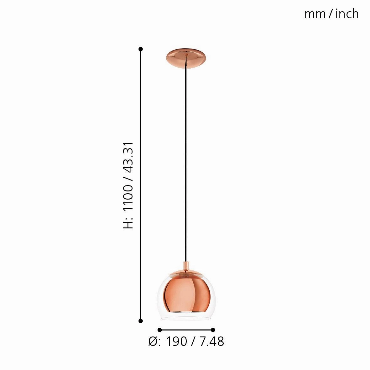 Eglo Rocamar Clear Glass & Copper Ceiling Pendant