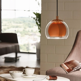 Eglo Rocamar Clear Glass & Copper Ceiling Pendant flush mount ceiling fixture
