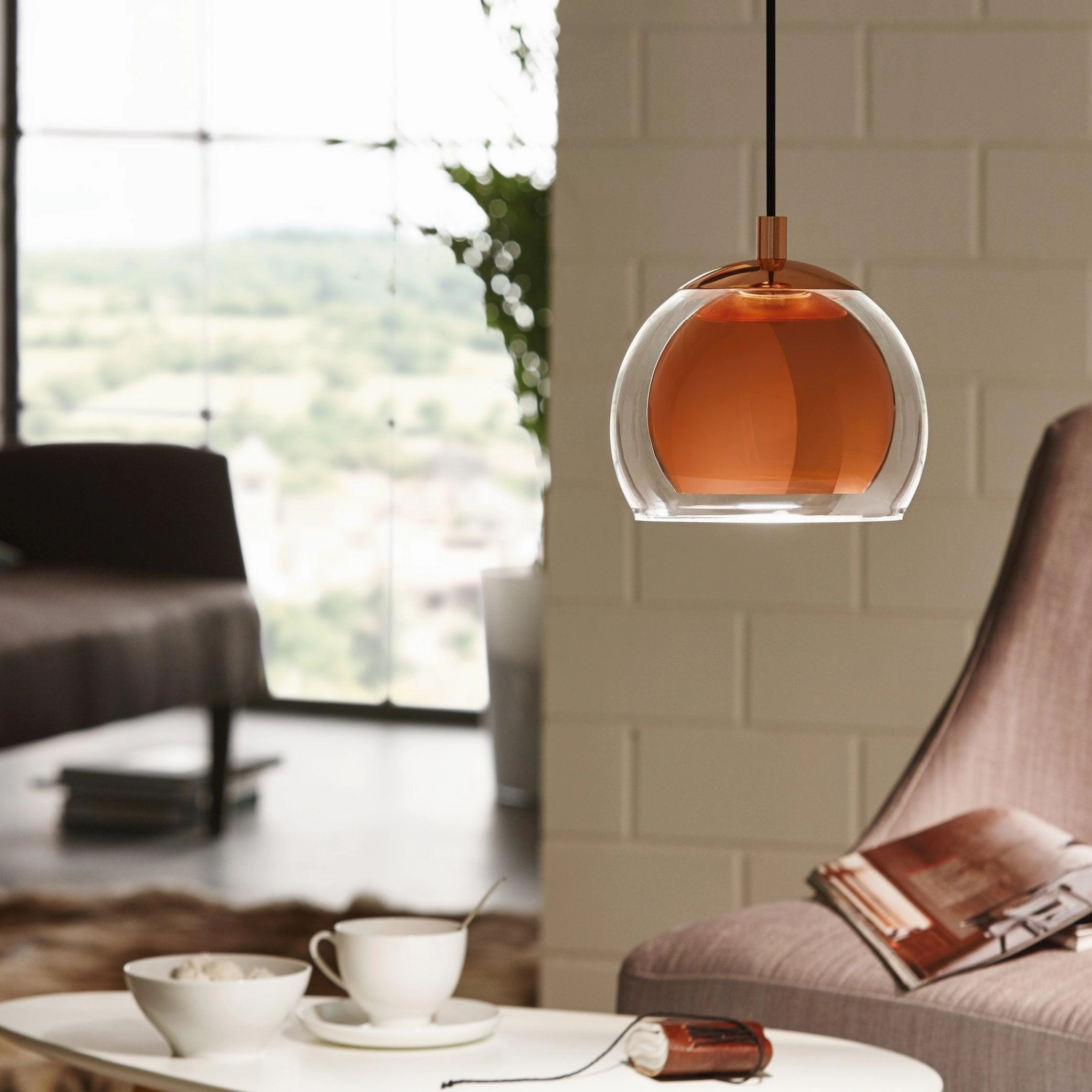 Eglo Rocamar Clear Glass & Copper Ceiling Pendant flush mount ceiling fixture