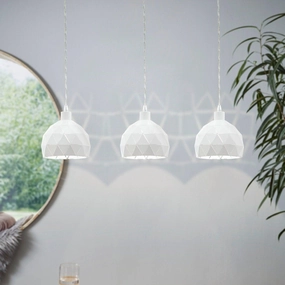 Eglo Roccaforte 3 Light White Metal Geometric Ceiling Pendant flush mount ceiling fixture