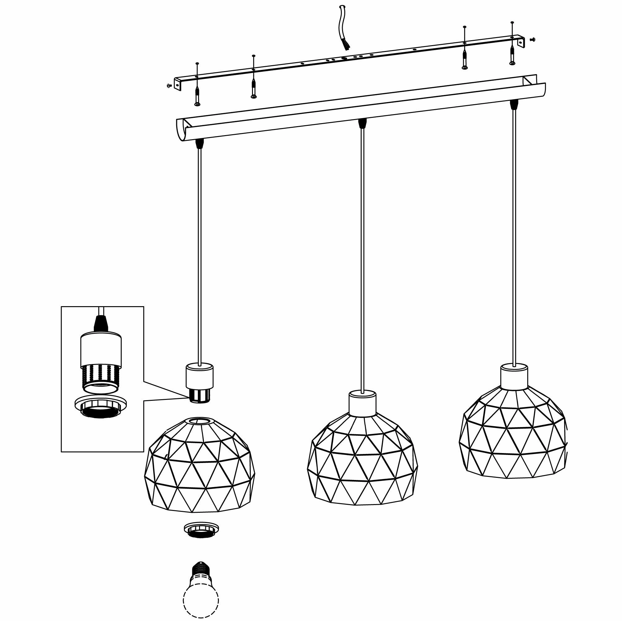Eglo Roccaforte 3 Light White Metal Geometric Ceiling Pendant