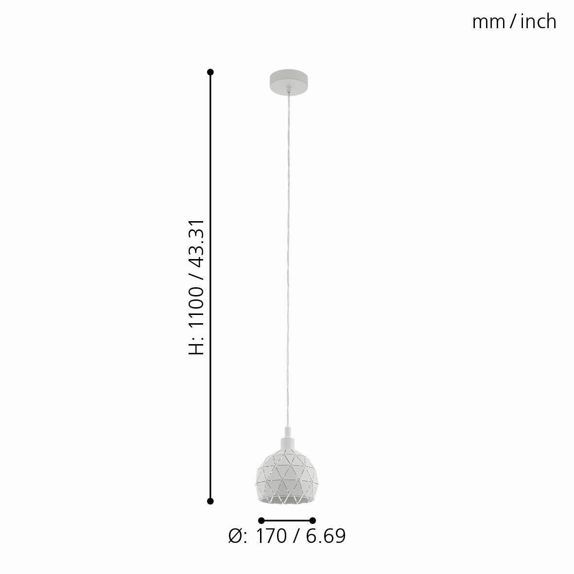 Eglo Roccaforte Metal White Geometric Ceiling Pendant