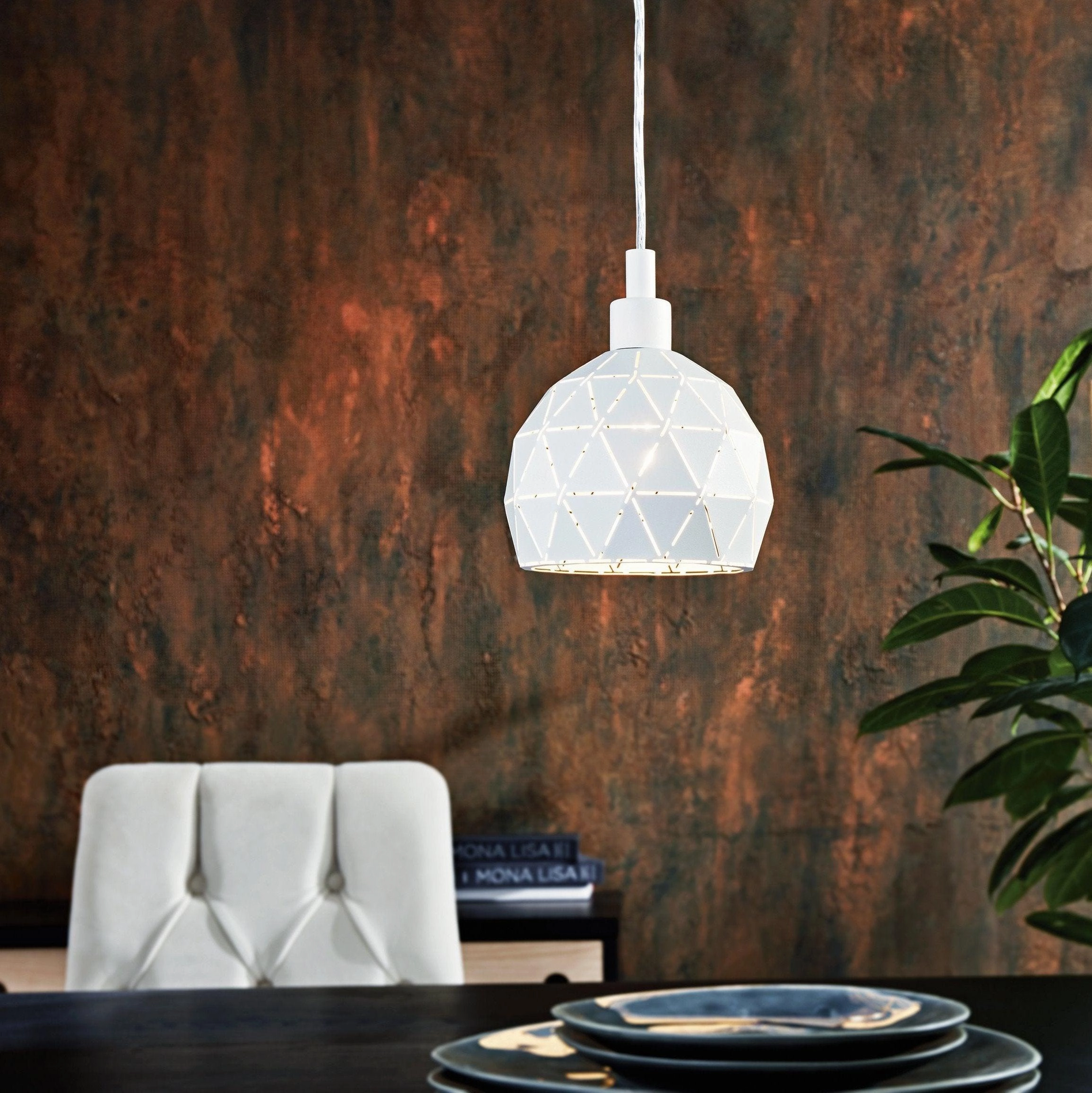 Eglo Roccaforte Metal White Geometric Ceiling Pendant