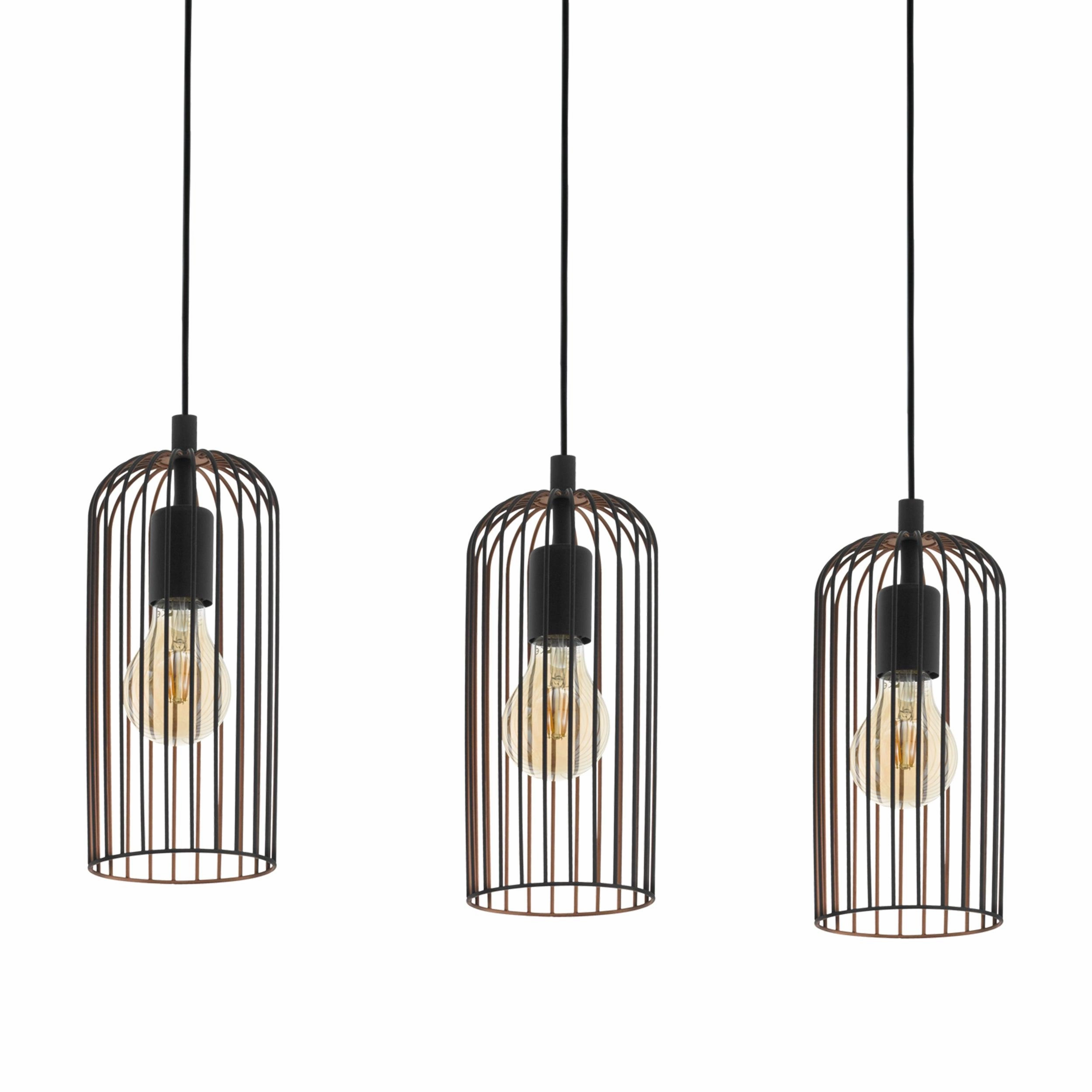 Eglo Roccamena 3 Light Black & Copper Wire Ceiling Pendant