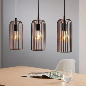 Eglo Roccamena 3 Light Black & Copper Wire Ceiling Pendant flush mount ceiling fixture
