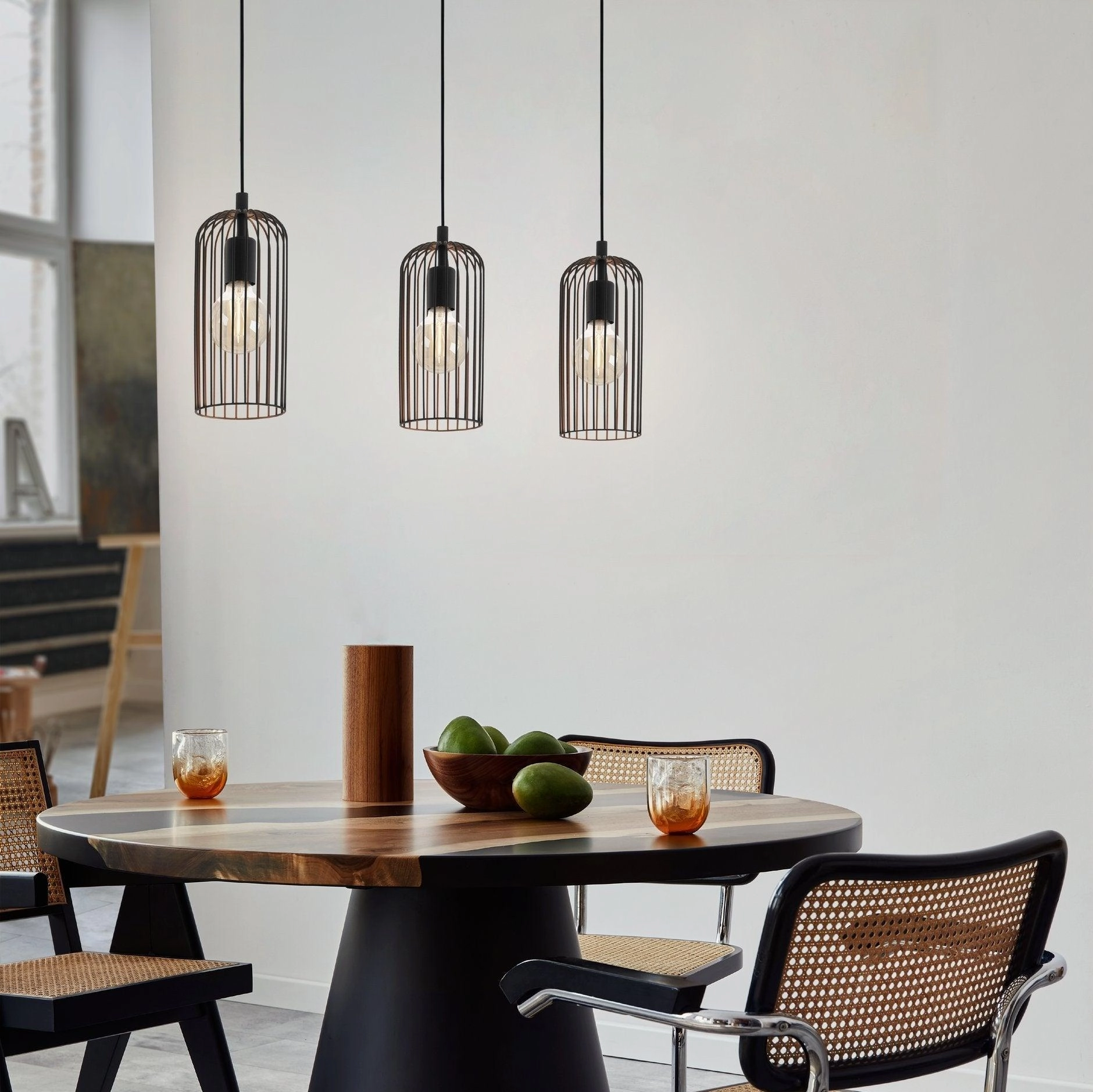 Eglo Roccamena 3 Light Black & Copper Wire Ceiling Pendant