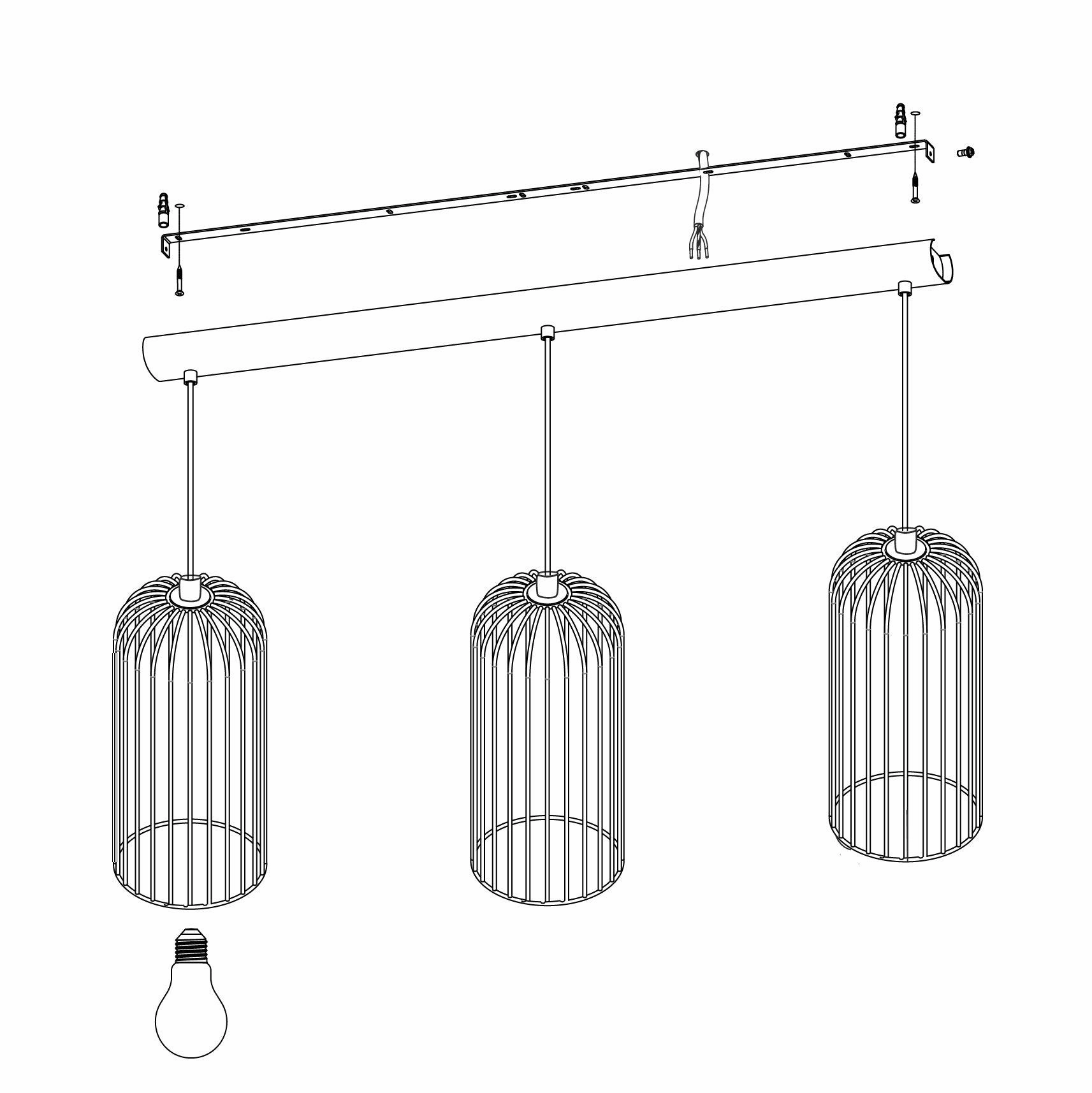 Eglo Roccamena 3 Light Black & Copper Wire Ceiling Pendant