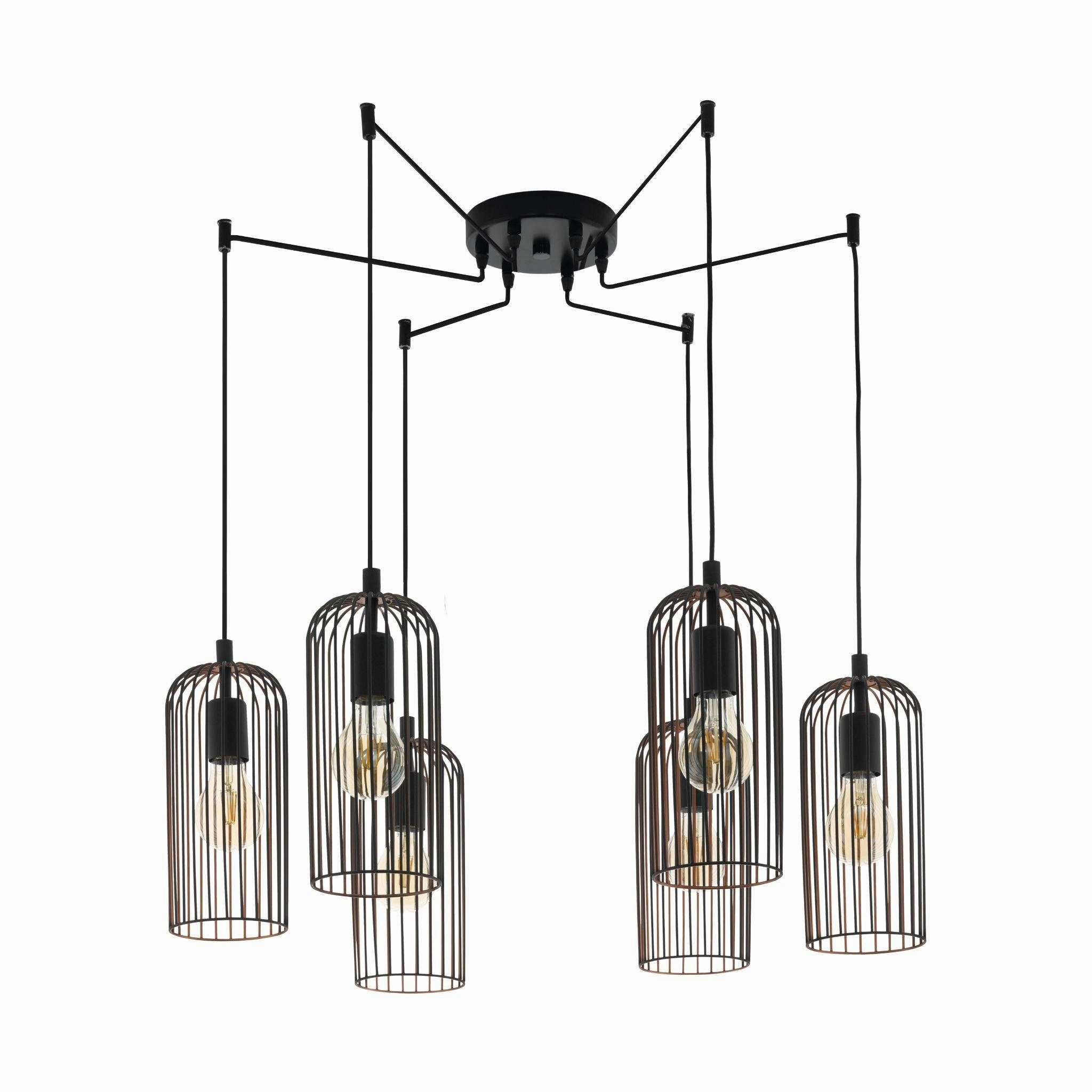 Eglo Roccamena 6 Light Black & Copper Wire Ceiling Pendant sleek LED ceiling lamp