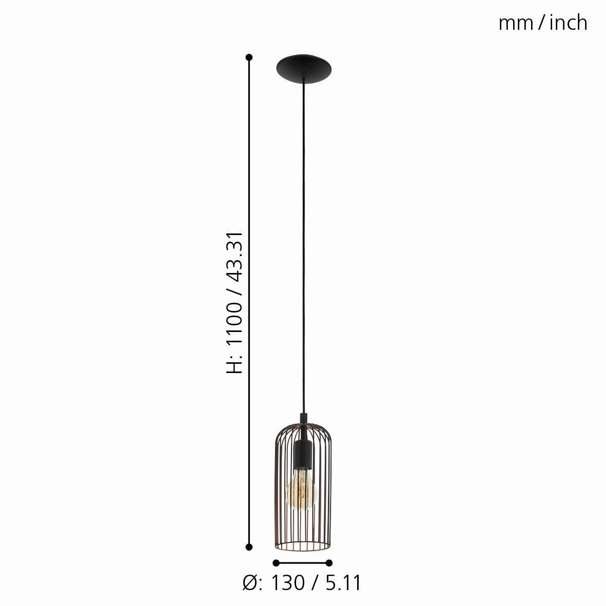 Eglo Roccamena Black & Copper Wire Ceiling Pendant