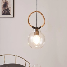 Eglo Roding Rope & Glass Shaded Black Ceiling Pendant sleek LED ceiling lamp