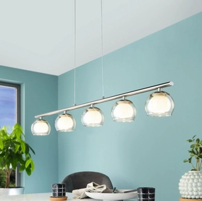 Eglo Romagnese LED Nickel Ceiling Pendant - 5 Glass Shades flush mount ceiling fixture