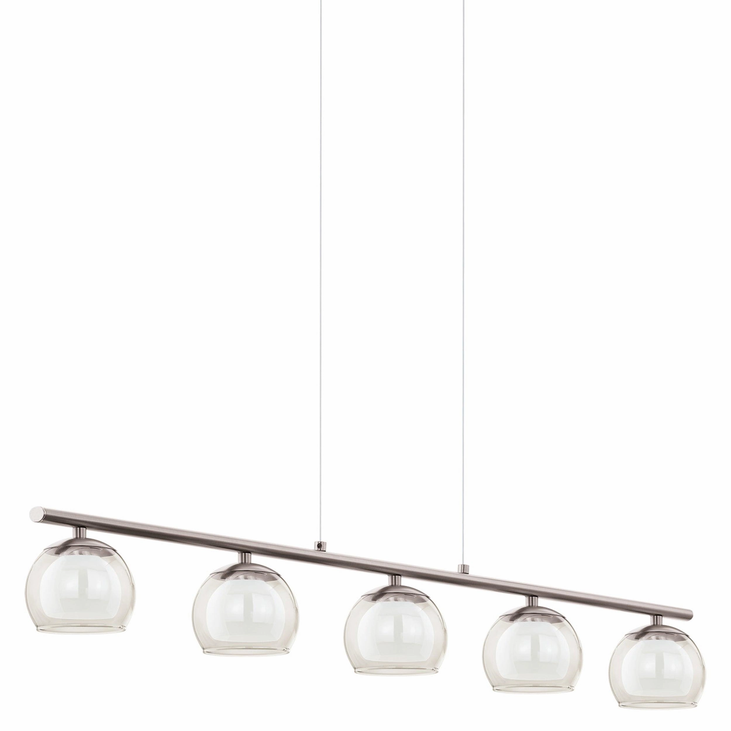 Eglo Romagnese LED Nickel Ceiling Pendant - 5 Glass Shades