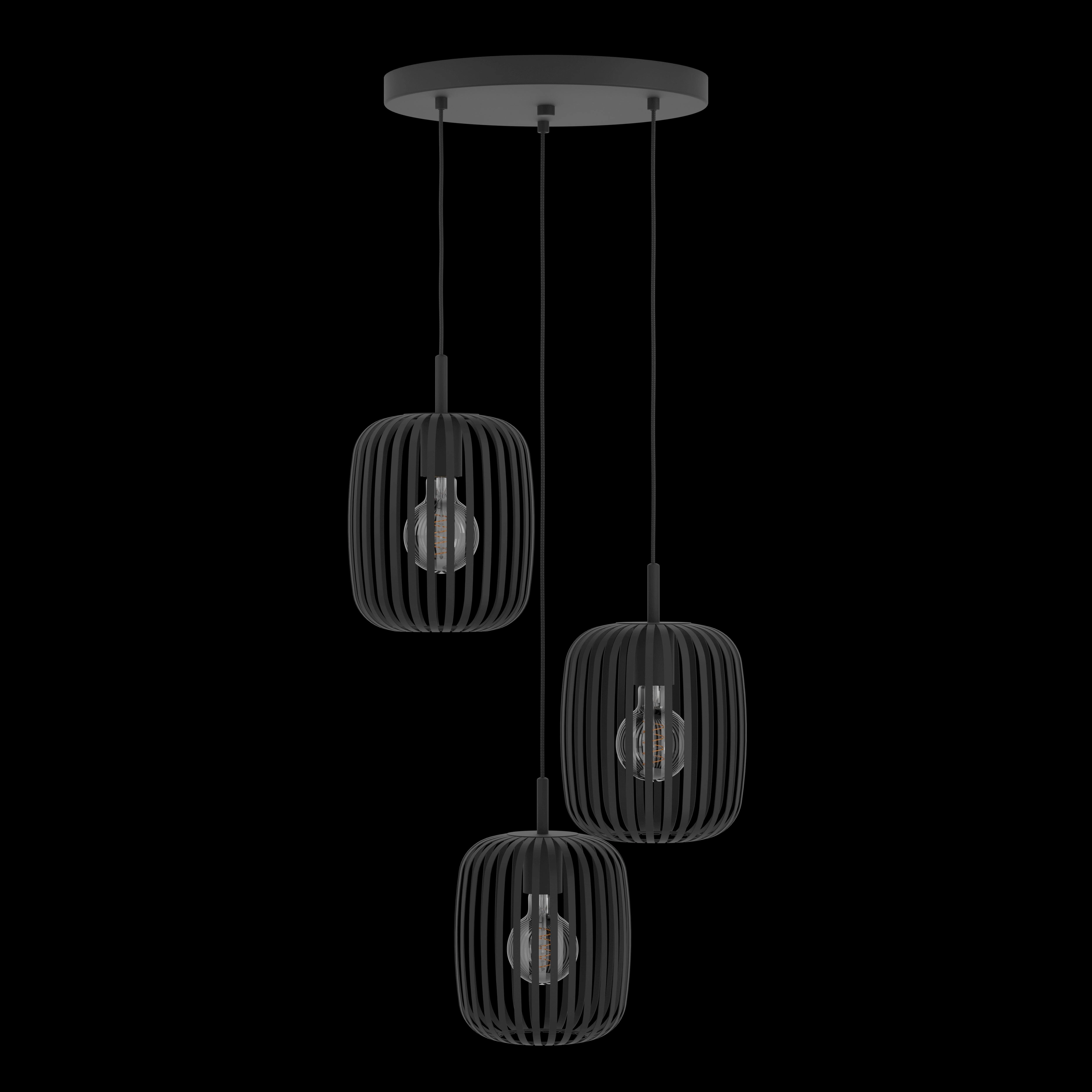 Eglo Romazzina 3 Light Black Metal Caged Ceiling Pendant