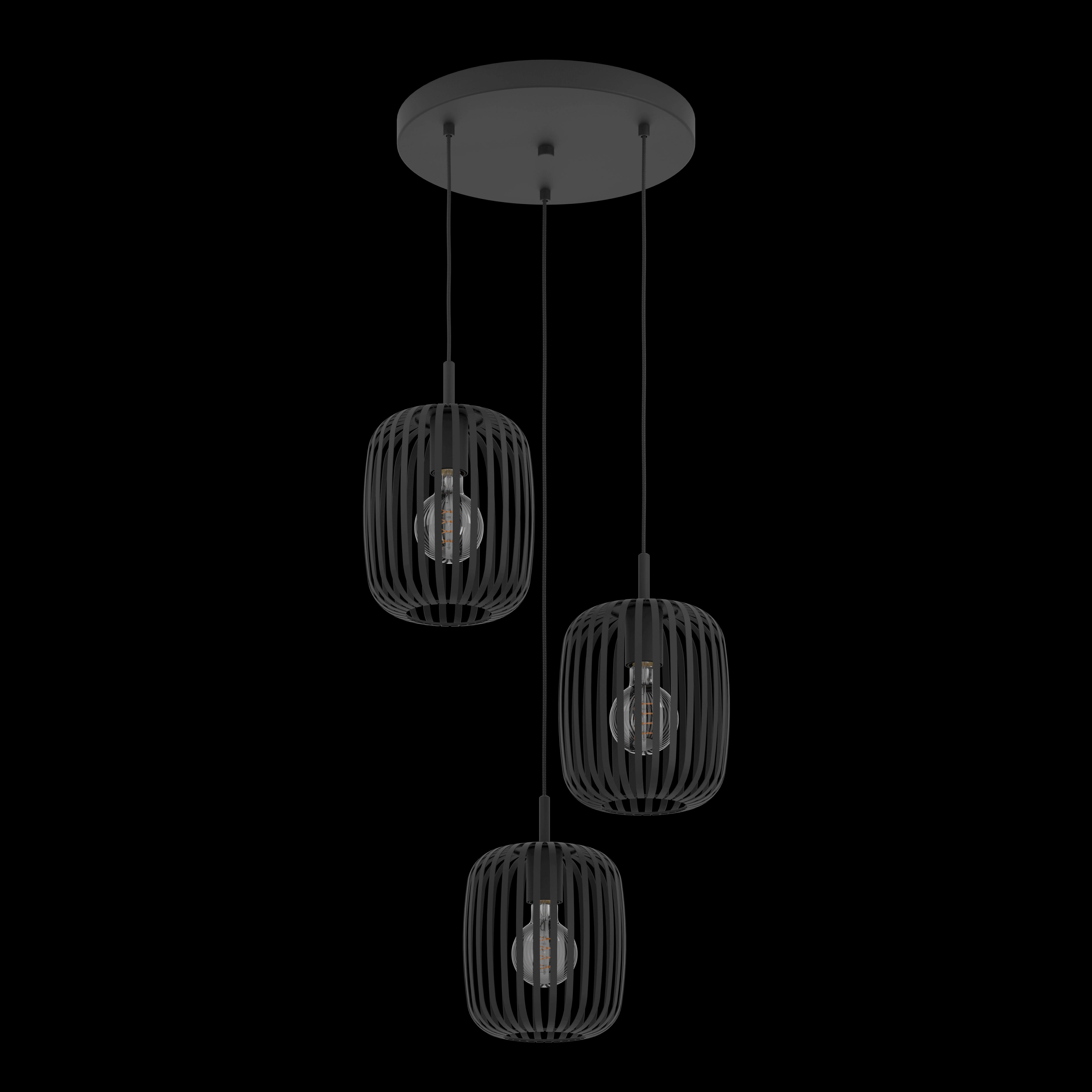 Eglo Romazzina 3 Light Black Metal Caged Ceiling Pendant