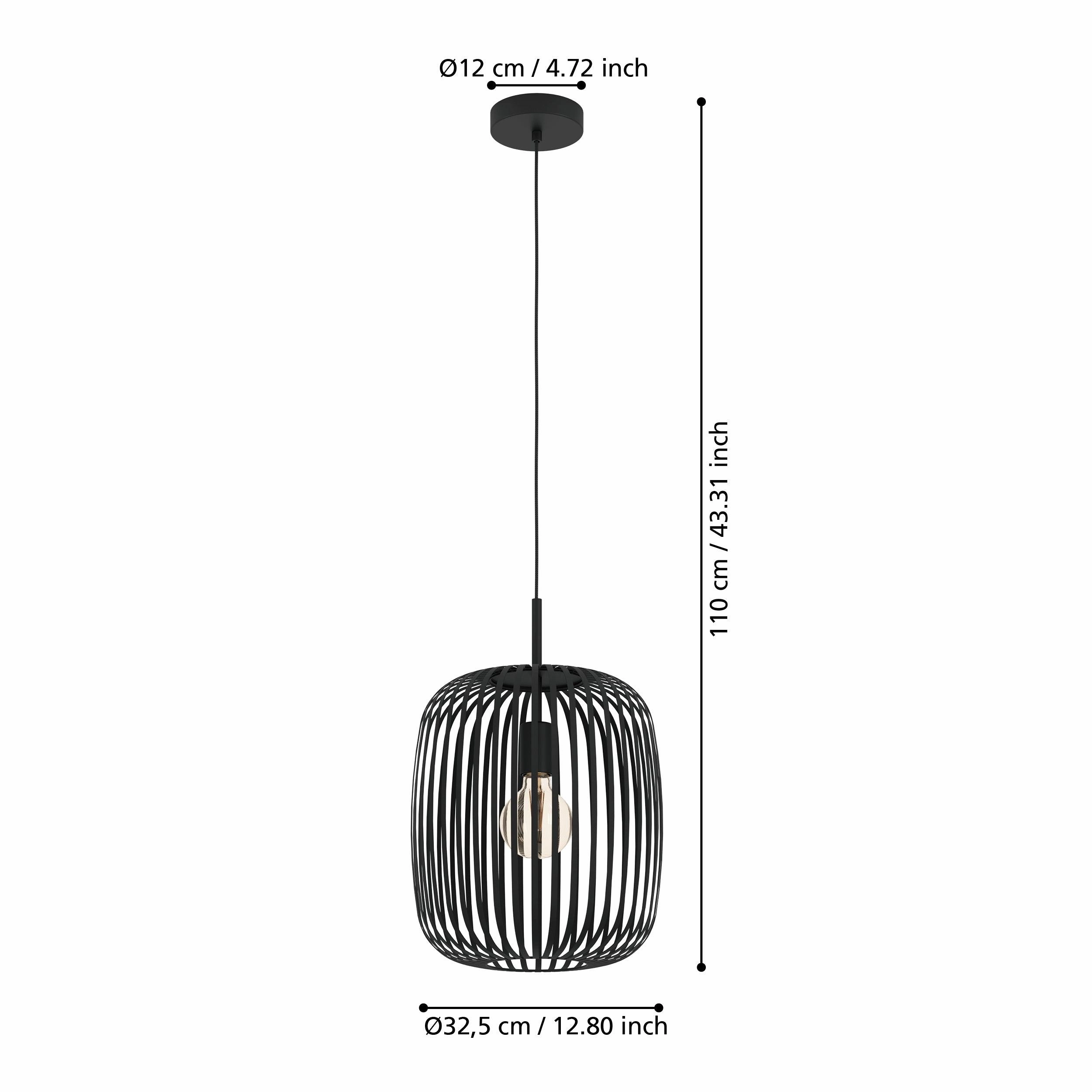 Eglo Romazzina Black Metal Caged Ceiling Pendant