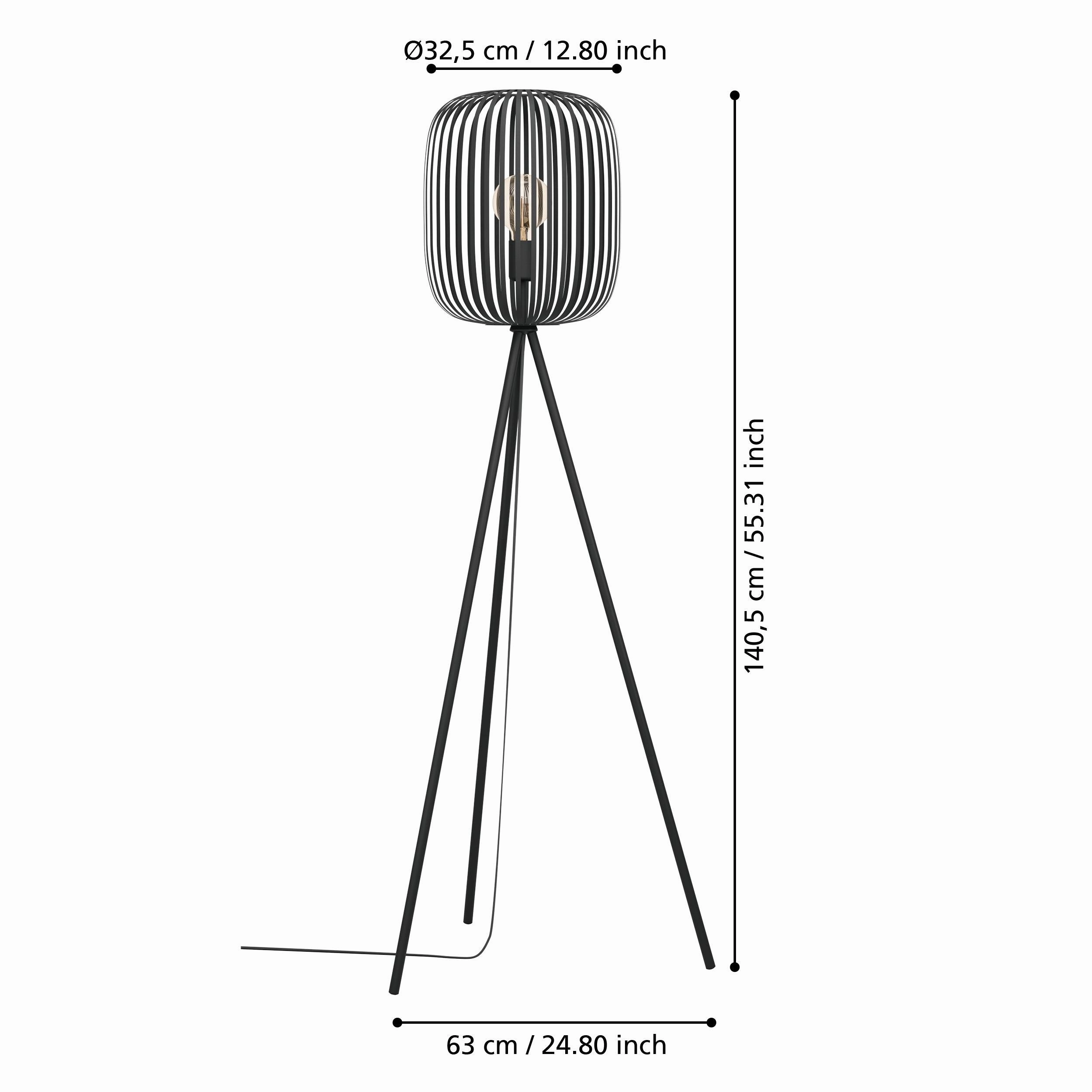 Eglo Romazzina Black Tripod Floor Lamp - Caged Lampshade