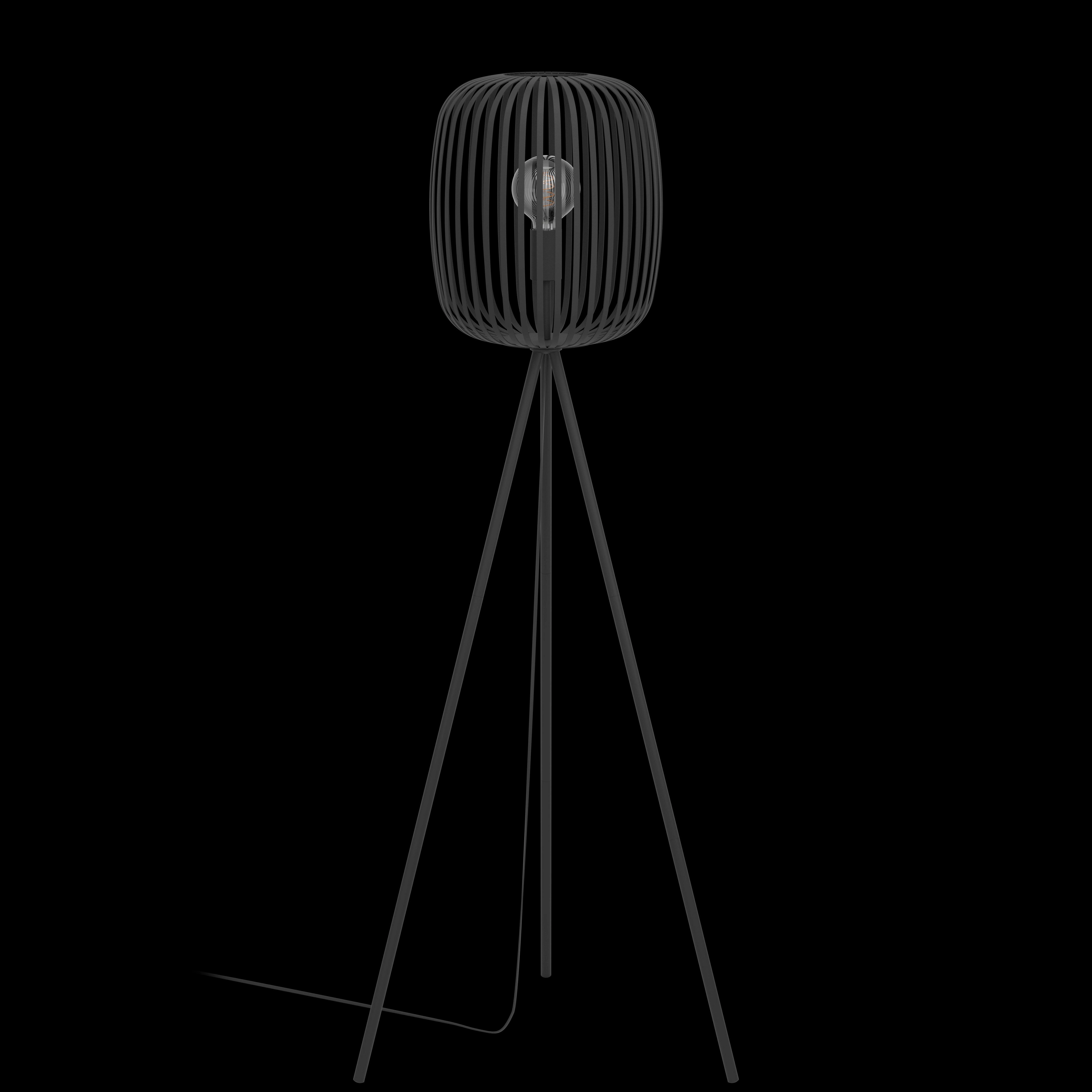 Eglo Romazzina Black Tripod Floor Lamp - Caged Lampshade