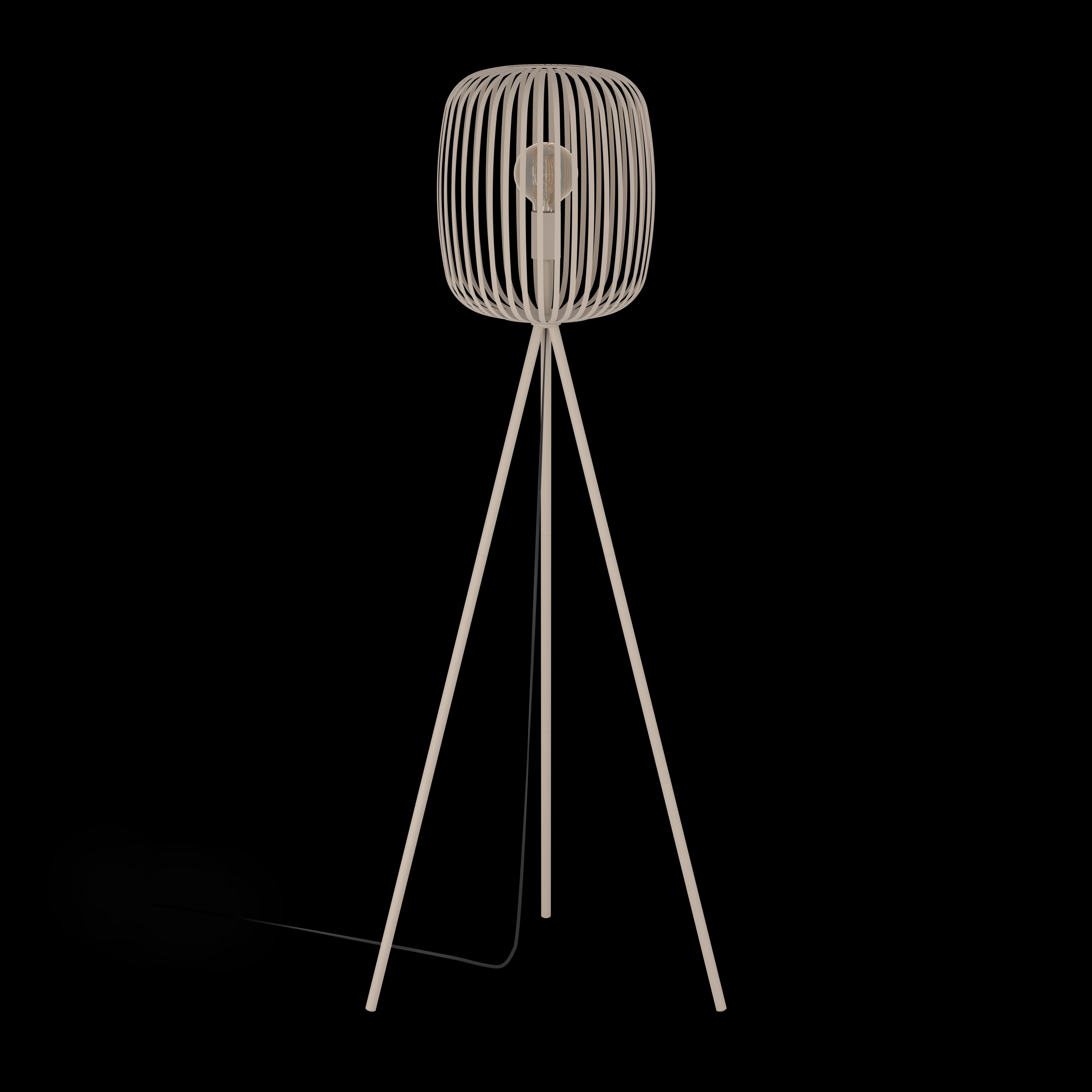 Eglo Romazzina Sand Coloured Tripod Floor Lamp - Caged Lampshade