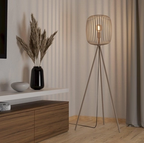 Eglo Romazzina Sand Coloured Tripod Floor Lamp - Caged Lampshade creative lampshade design