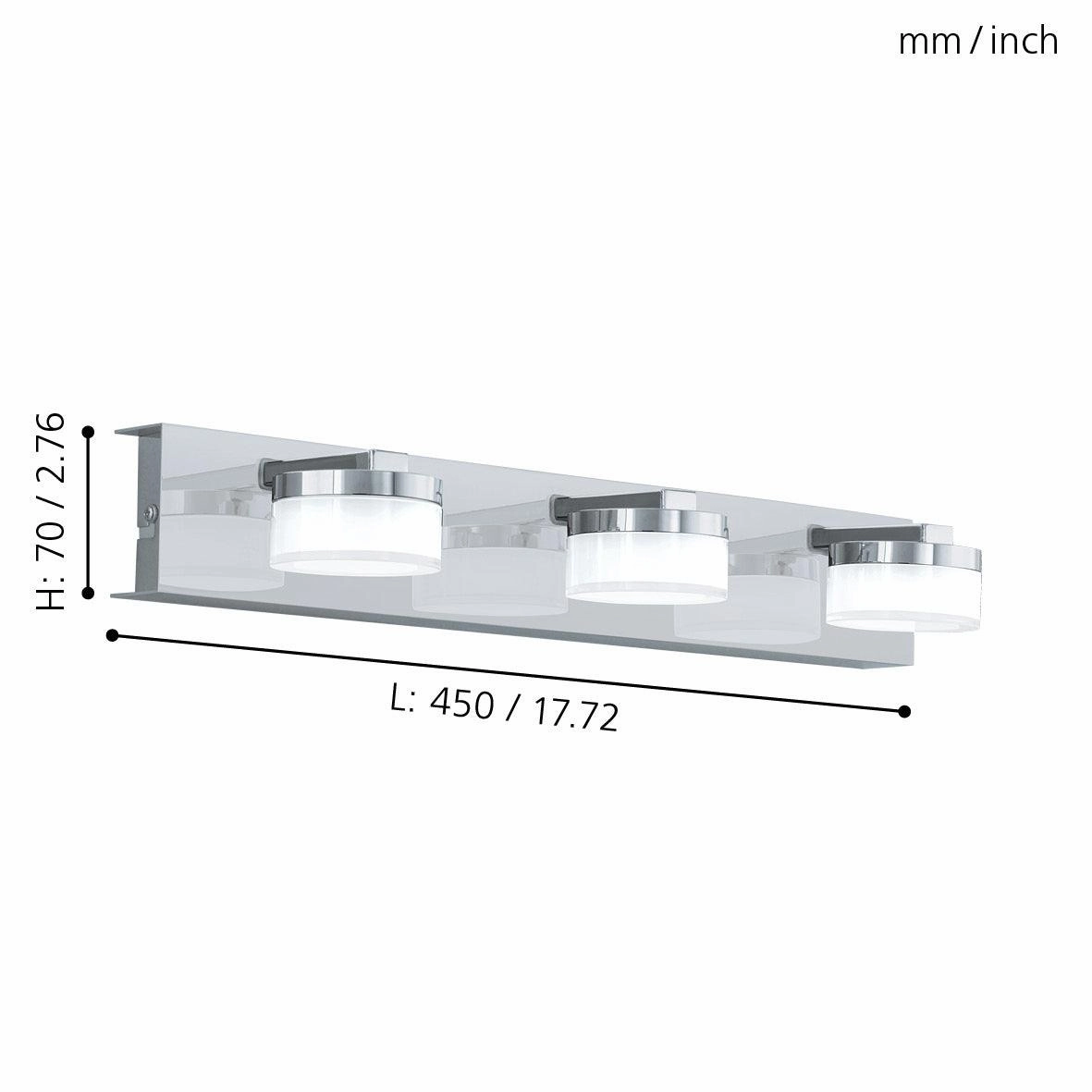 Eglo Romendo 1 Chrome IP44 LED Bathroom Triple Wall light