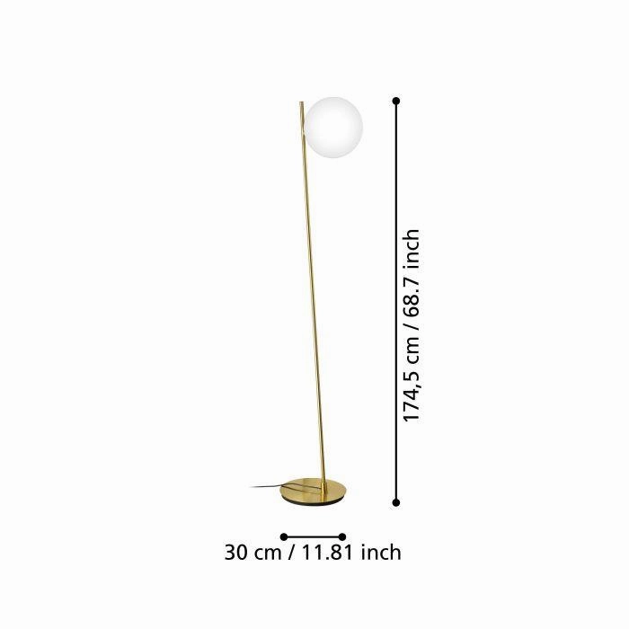 Eglo Rondo 4 Brass Floor Lamp With Opal Glass Ball Shade