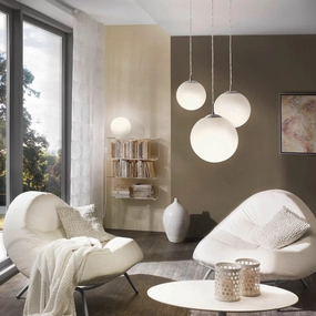 Eglo Rondo Opal Glass Sphere & Nickel Ceiling Pendant - 23cm flush mount ceiling fixture