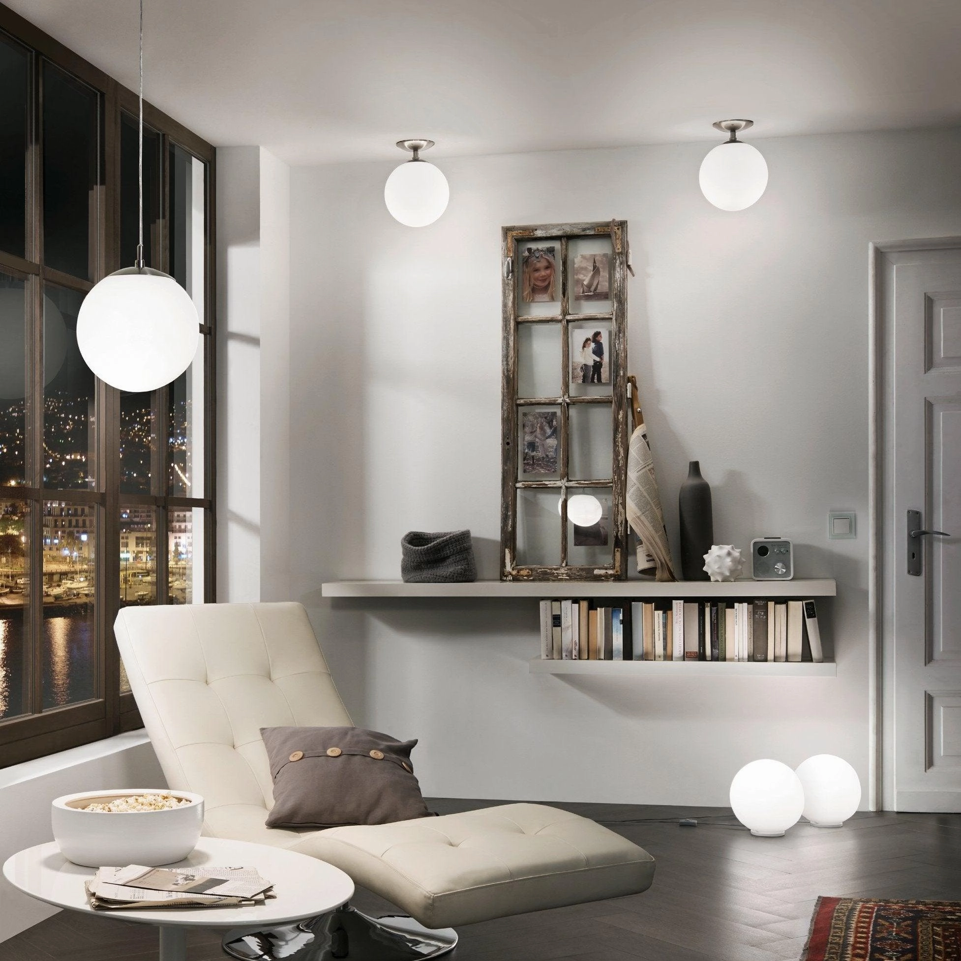 Eglo Rondo Opal Glass Sphere & Nickel Ceiling Pendant - 28cm