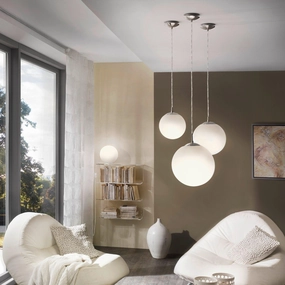 Eglo Rondo Opal Glass Sphere & Nickel Ceiling Pendant - 33cm flush mount ceiling fixture