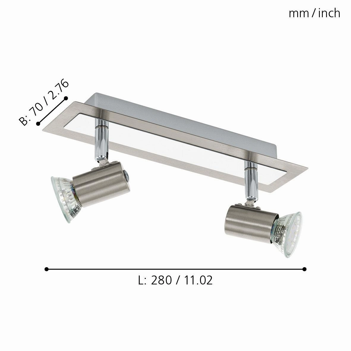 Eglo Rottelo Nickel & Chrome 2 Light Bar Spotlight