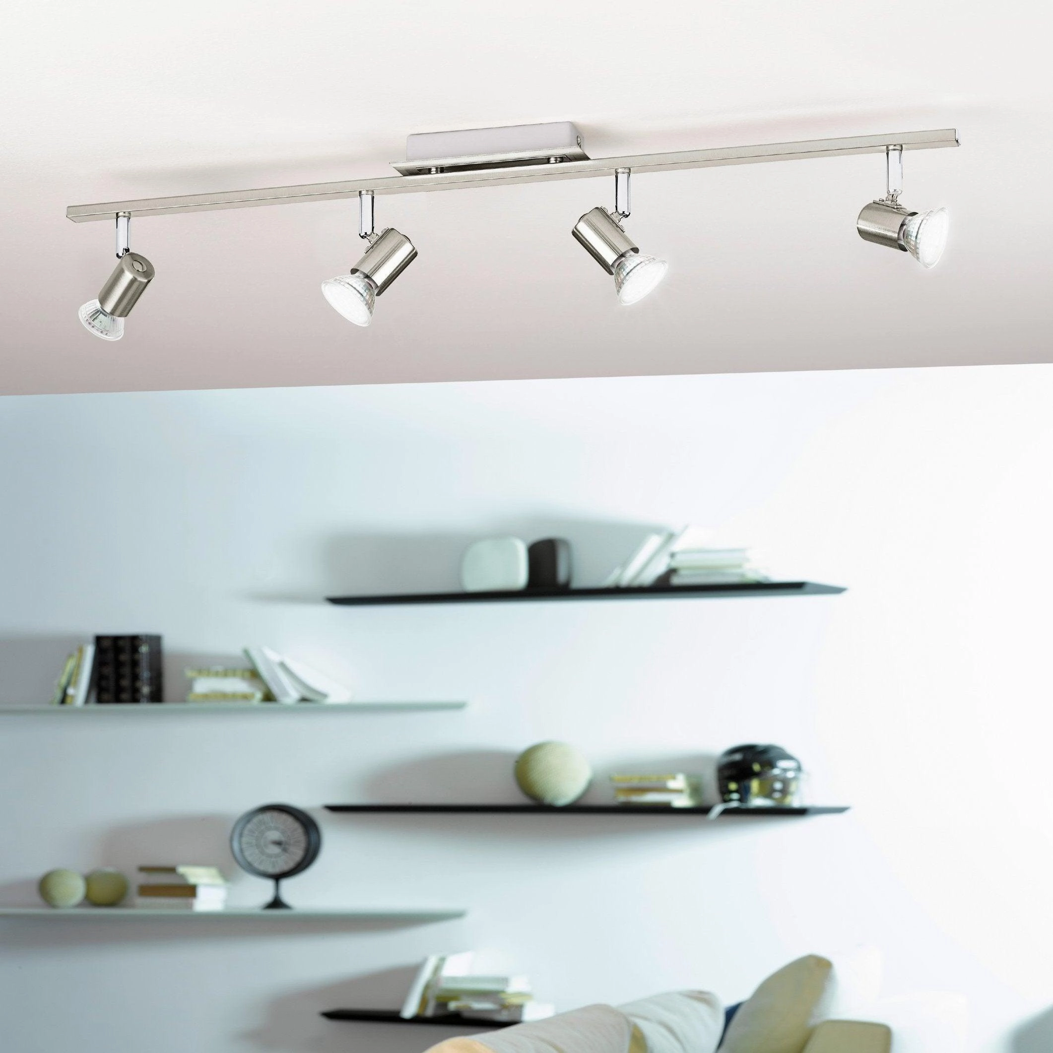 Eglo Rottelo Nickel & Chrome 4 Light Bar Spotlight tall arc lamp for living room