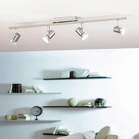 Eglo Rottelo Nickel & Chrome 4 Light Bar Spotlight tall arc lamp for living room