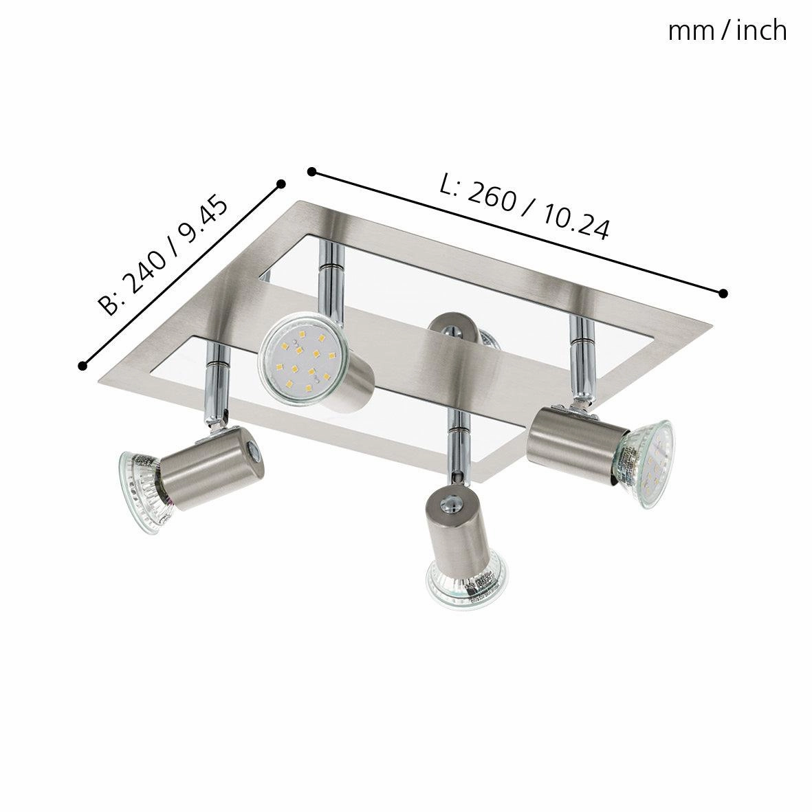 Eglo Rottelo Nickel & Chrome 4 Light Plate Spotlight