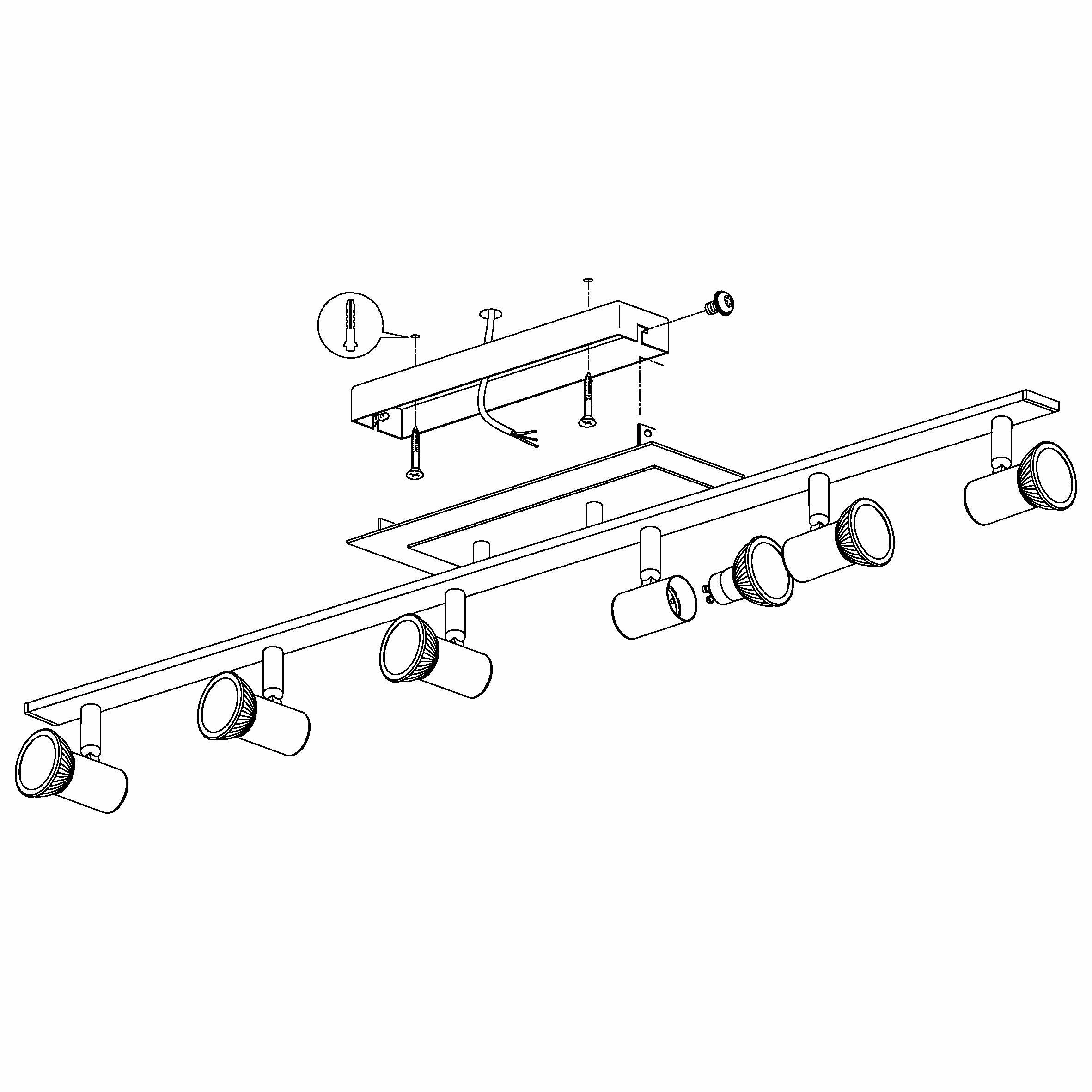 Eglo Rottelo Nickel & Chrome 6 Light Bar Spotlight